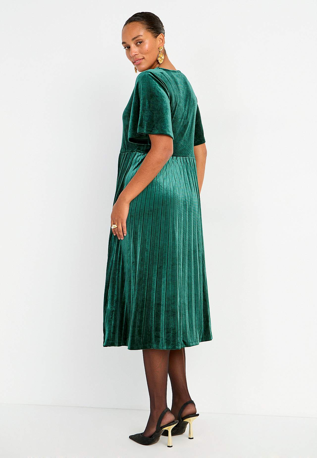 Geplisseerde velvet jurk