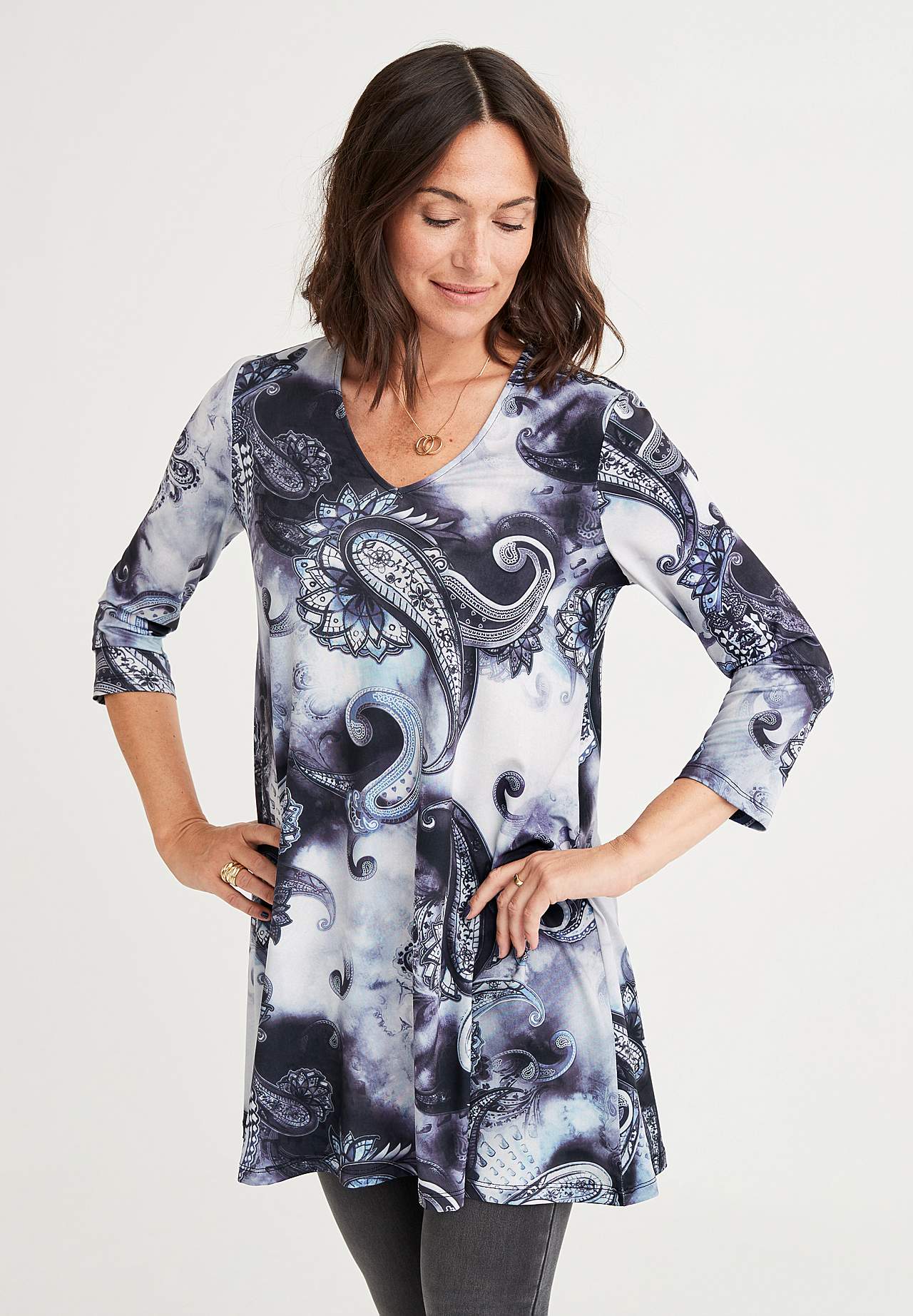 Patroonvormige jersey tuniek Ronja