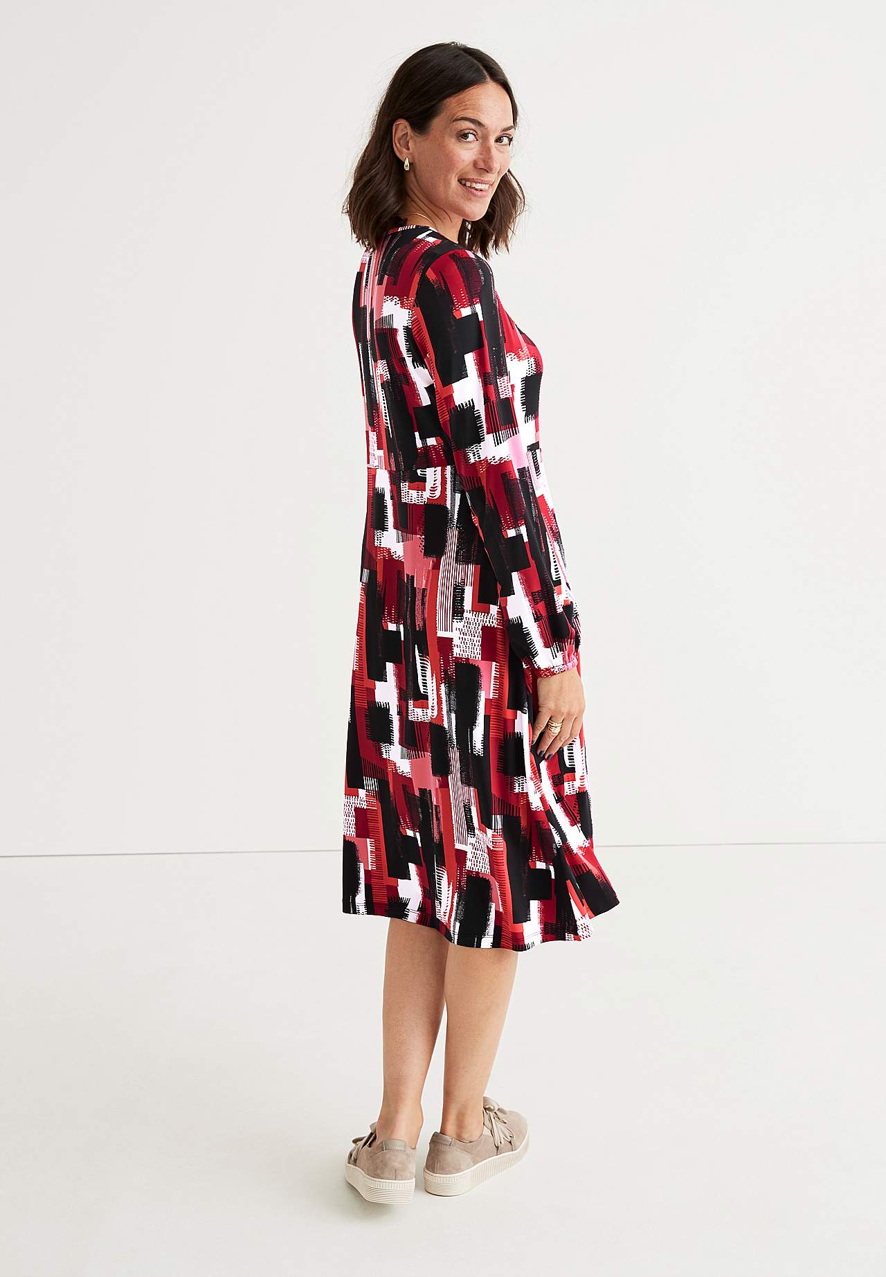 Patroonvormige jersey jurk