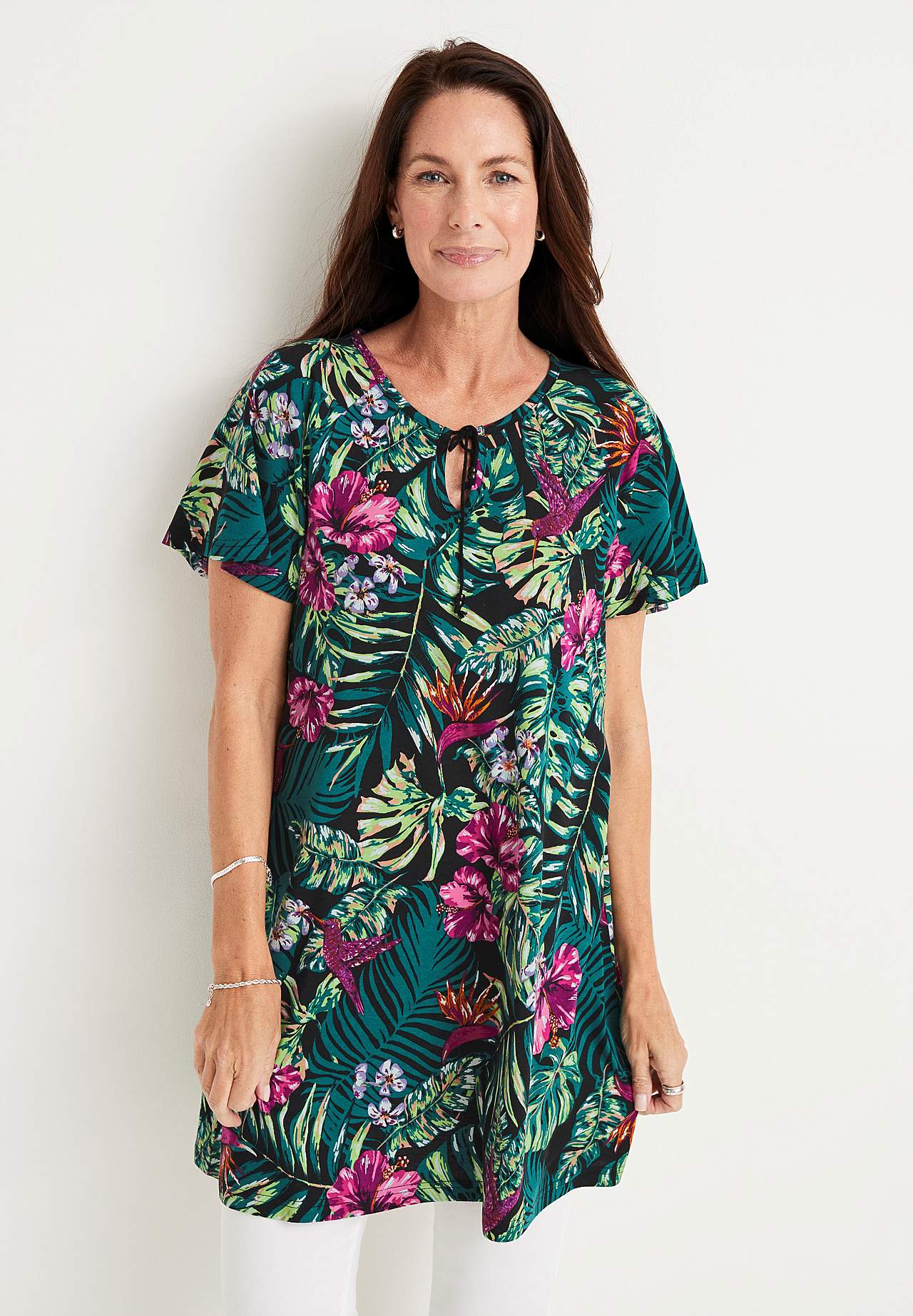 Jersey tuniek met een bloemenpatroon Laguna