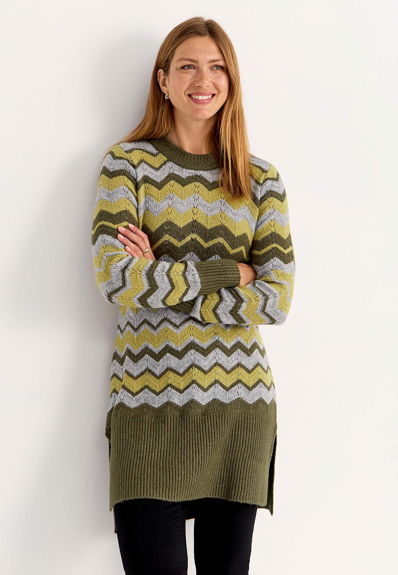 Gebreide trui met zigzag-patroon