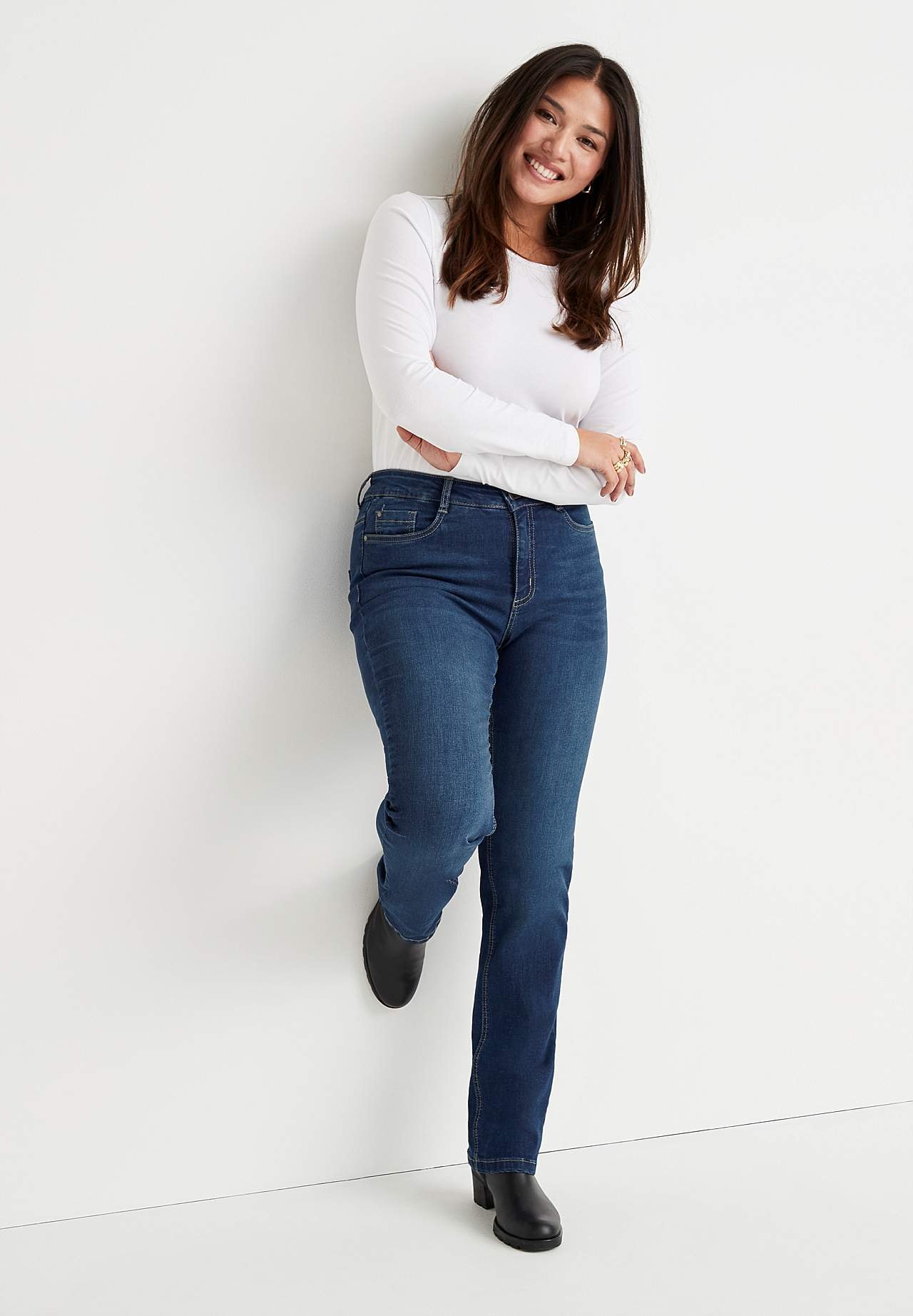 Stretch jeans met rechte pijpen - drie lengtes