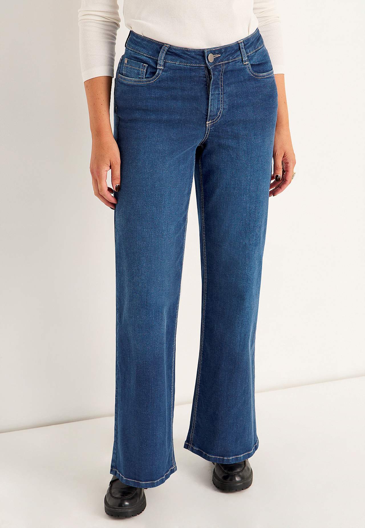 Wijde spijkerbroek met hoog taille Renata