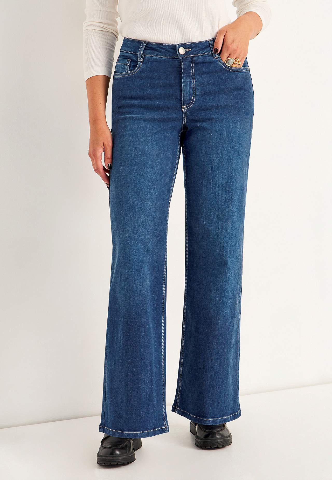 Wijde spijkerbroek met hoog taille Renata