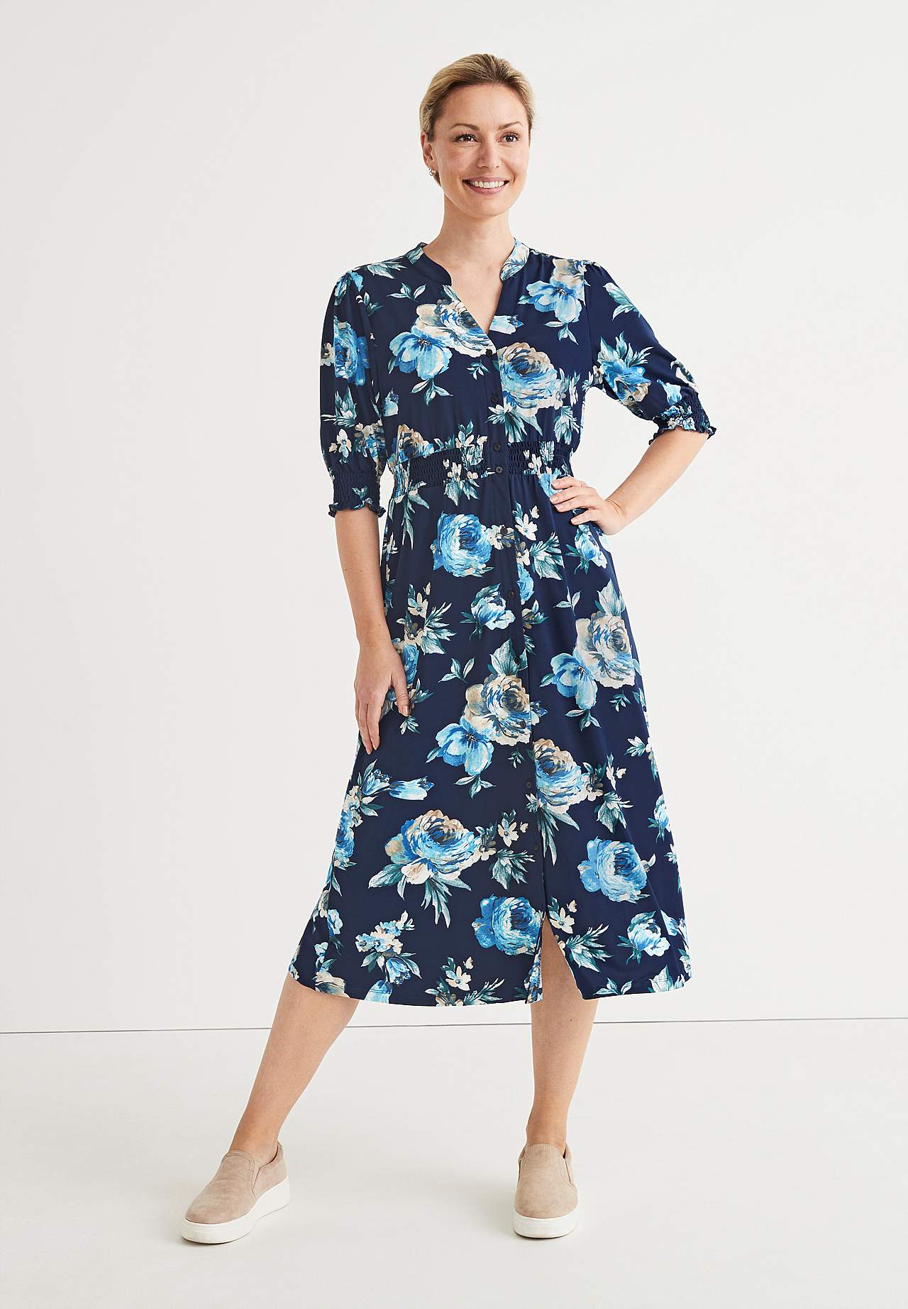 Patroonvormige jerseyjurk