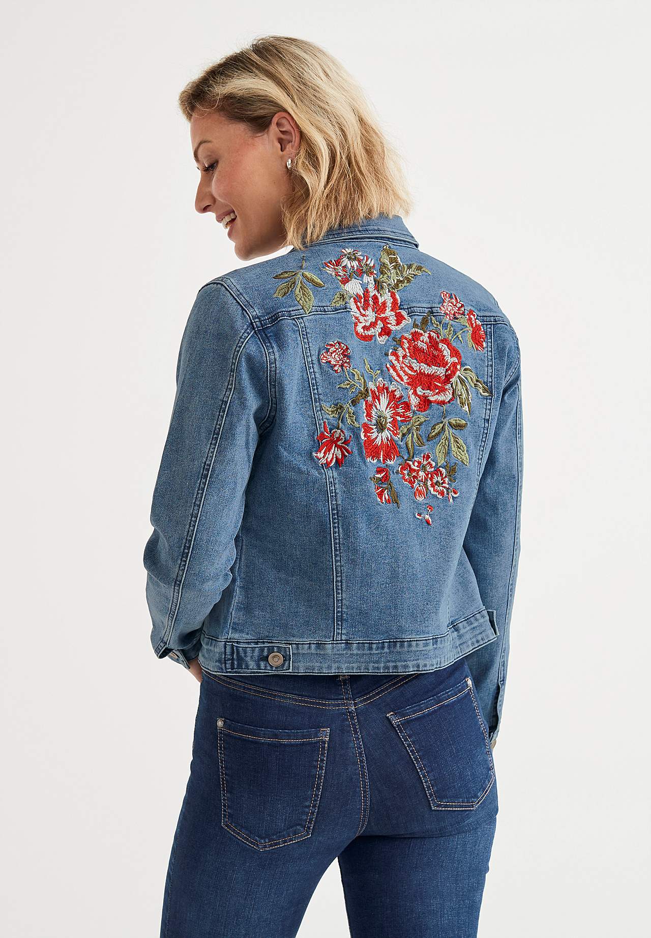 Denim jas met borduurwerken Betty