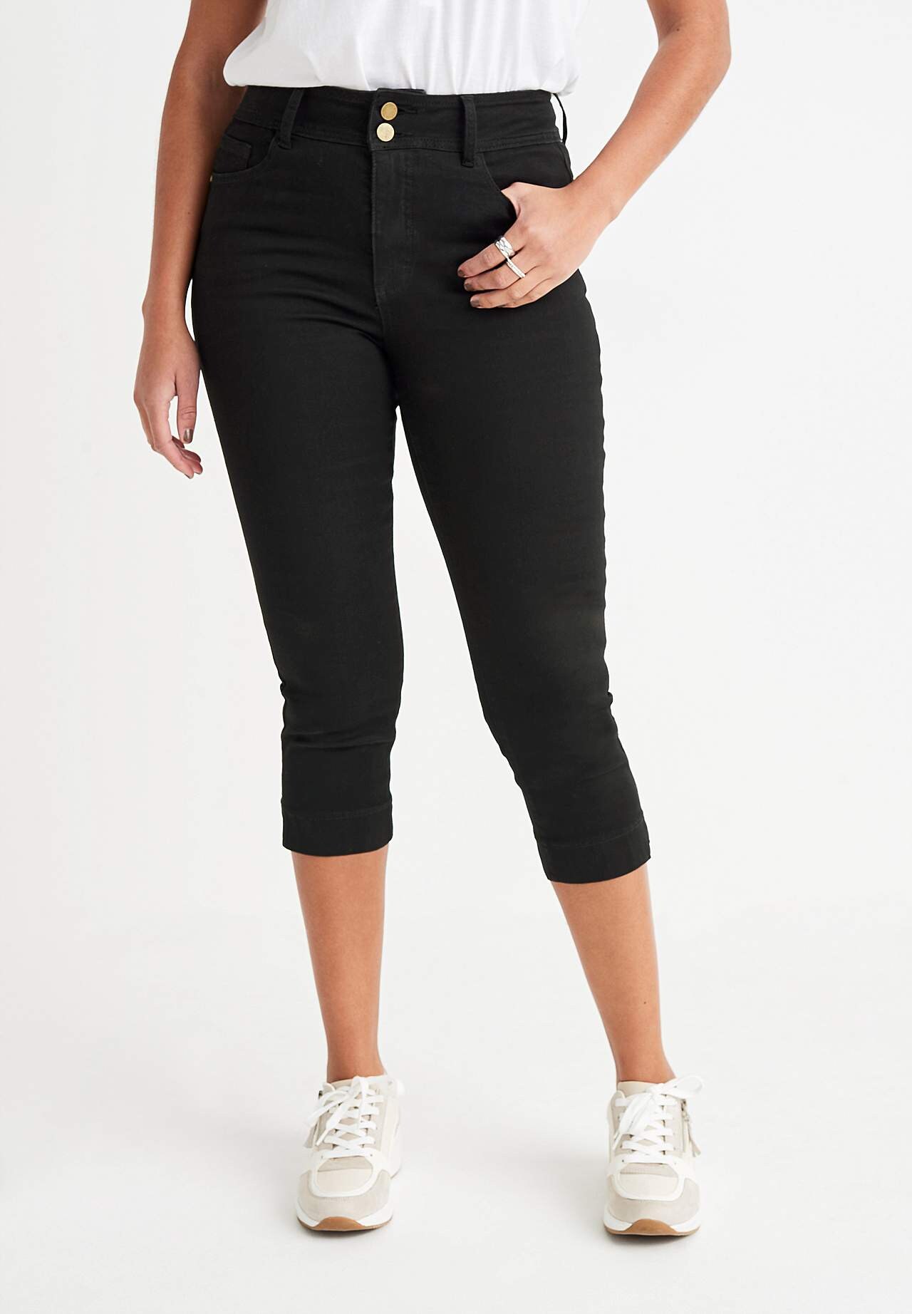 Elastische cropped jeans met shaping effect