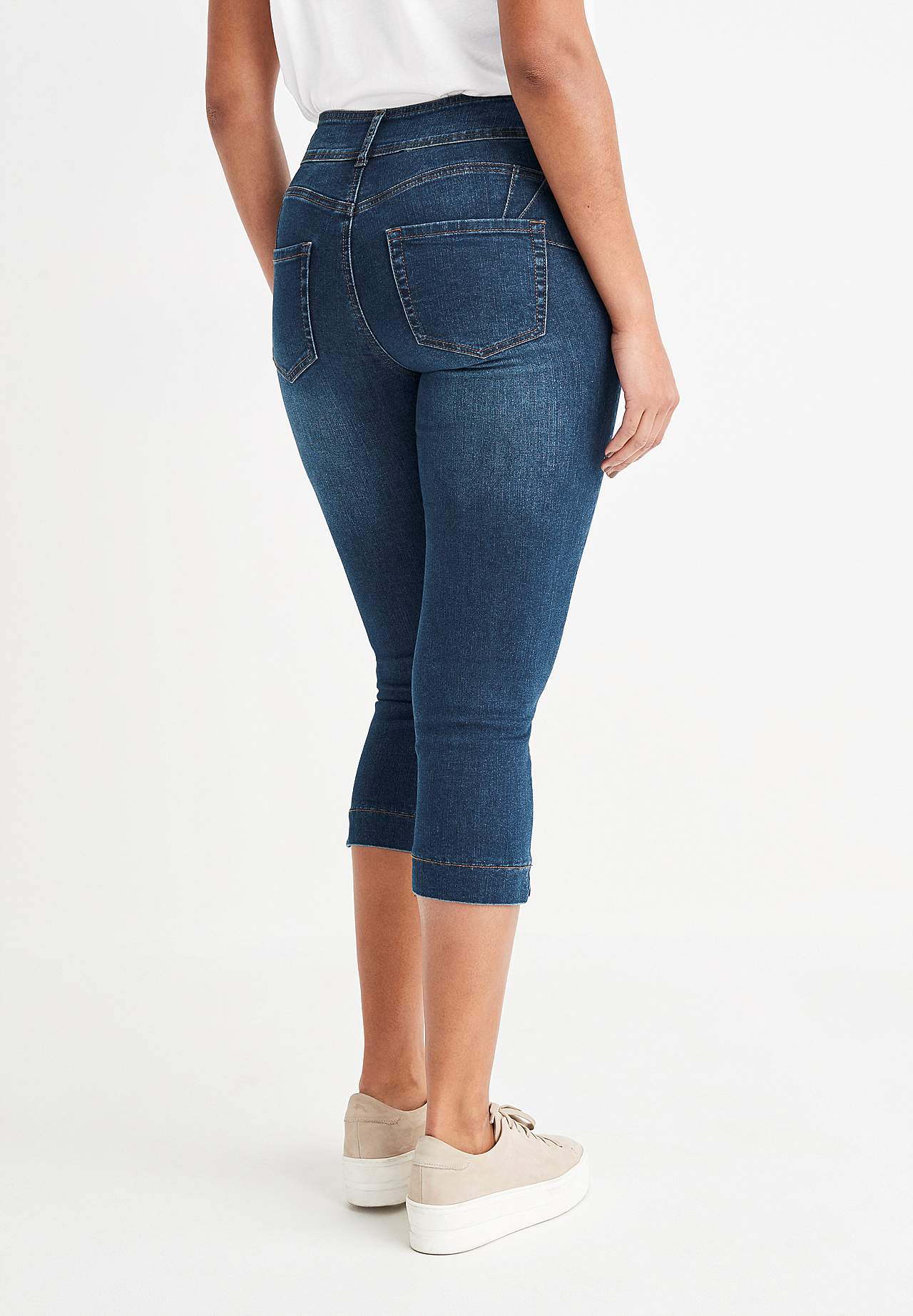 Elastische cropped jeans met shaping effect