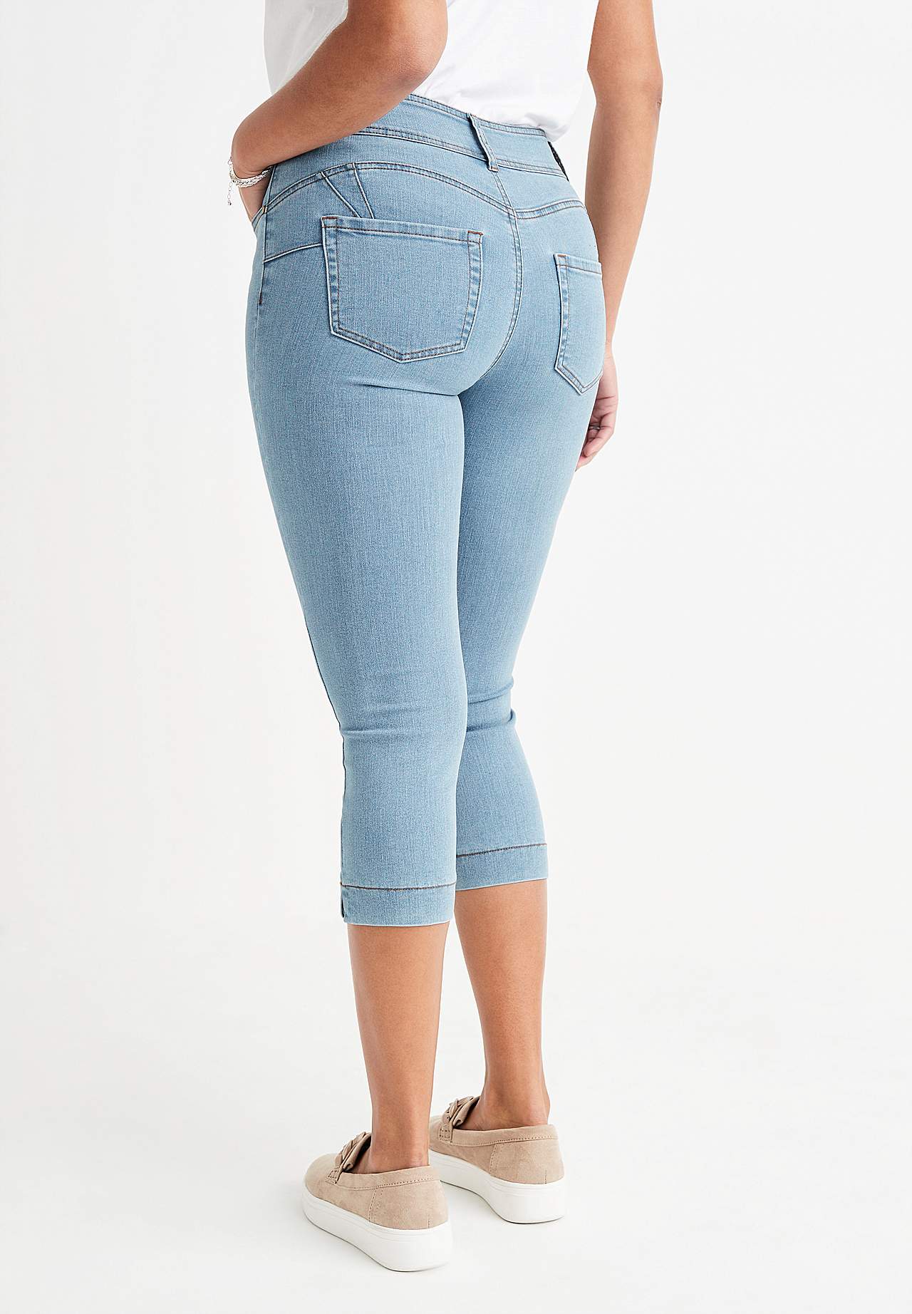 Elastische cropped jeans met shaping effect