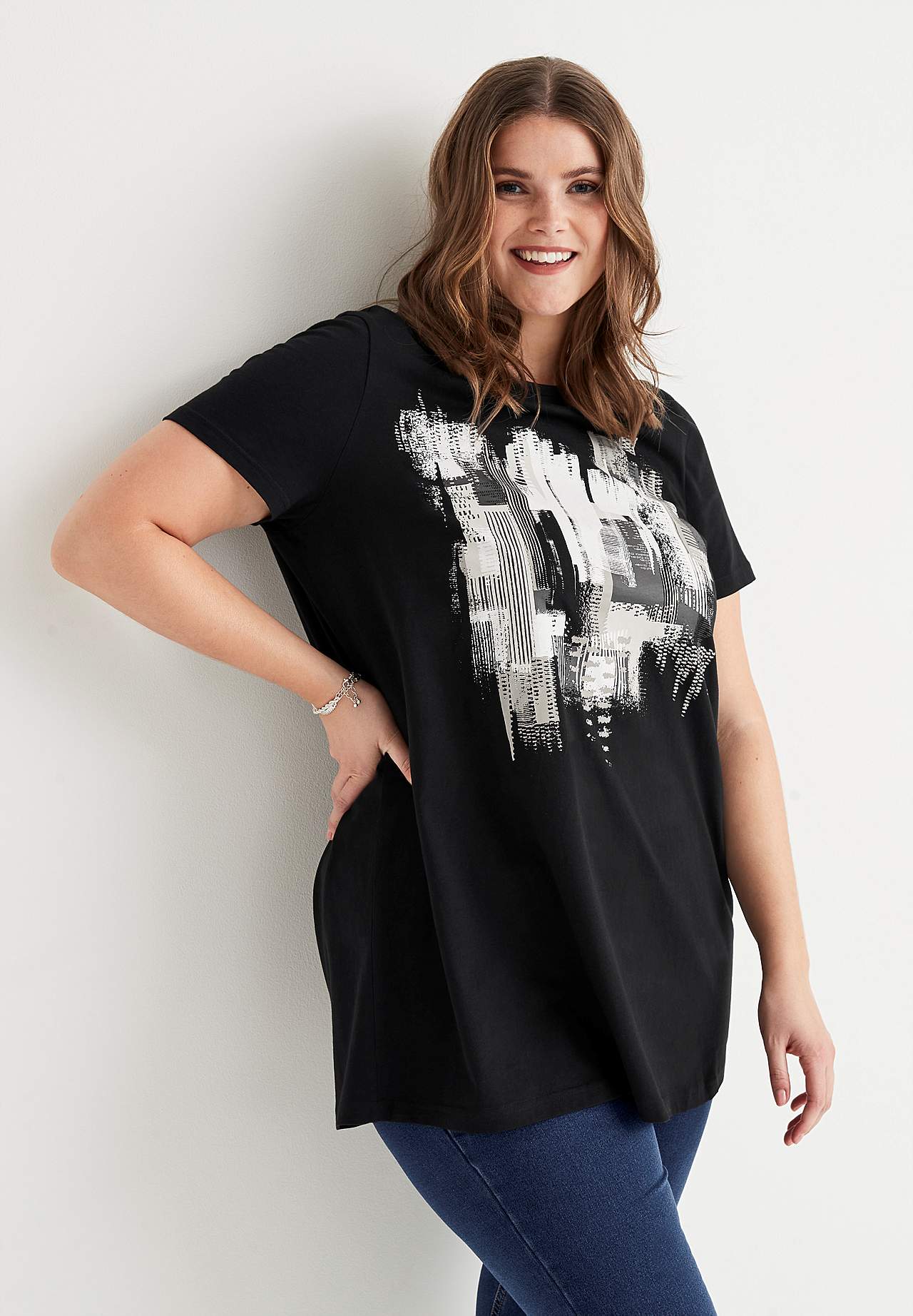 Jersey tuniek met korte mouwen met print
