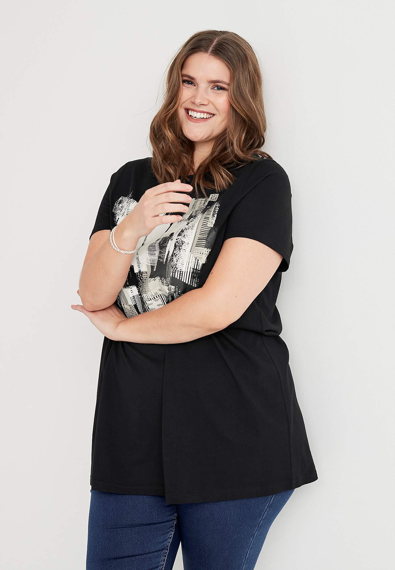 Jersey tuniek met korte mouwen met print