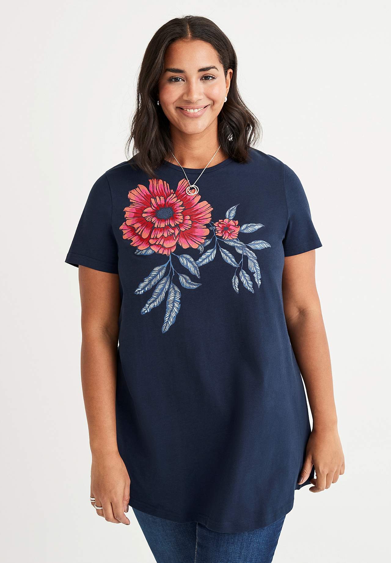 Jersey tuniek met korte mouwen met print