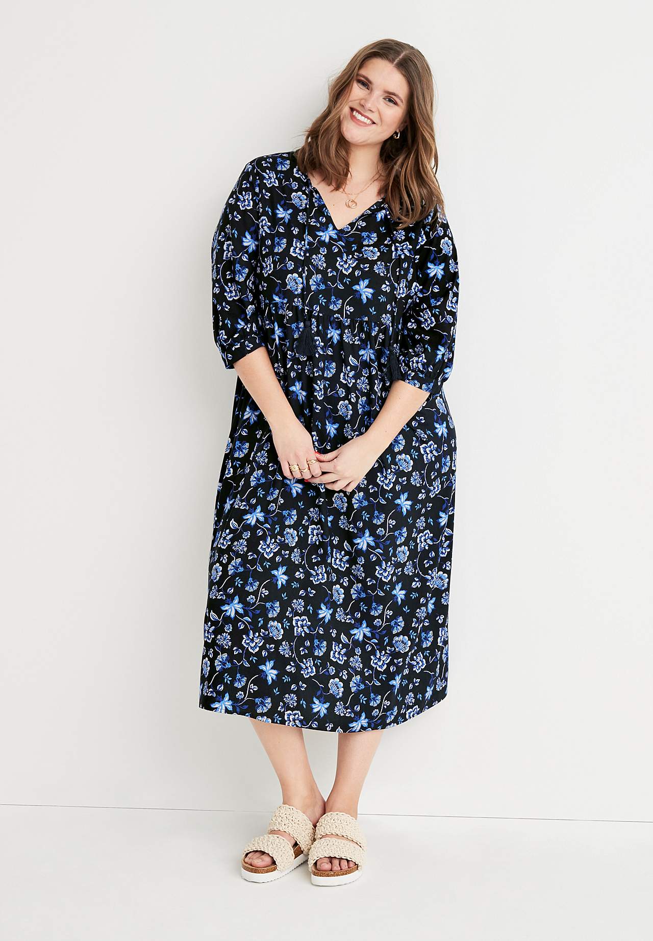Patroonvormige viscose jurk