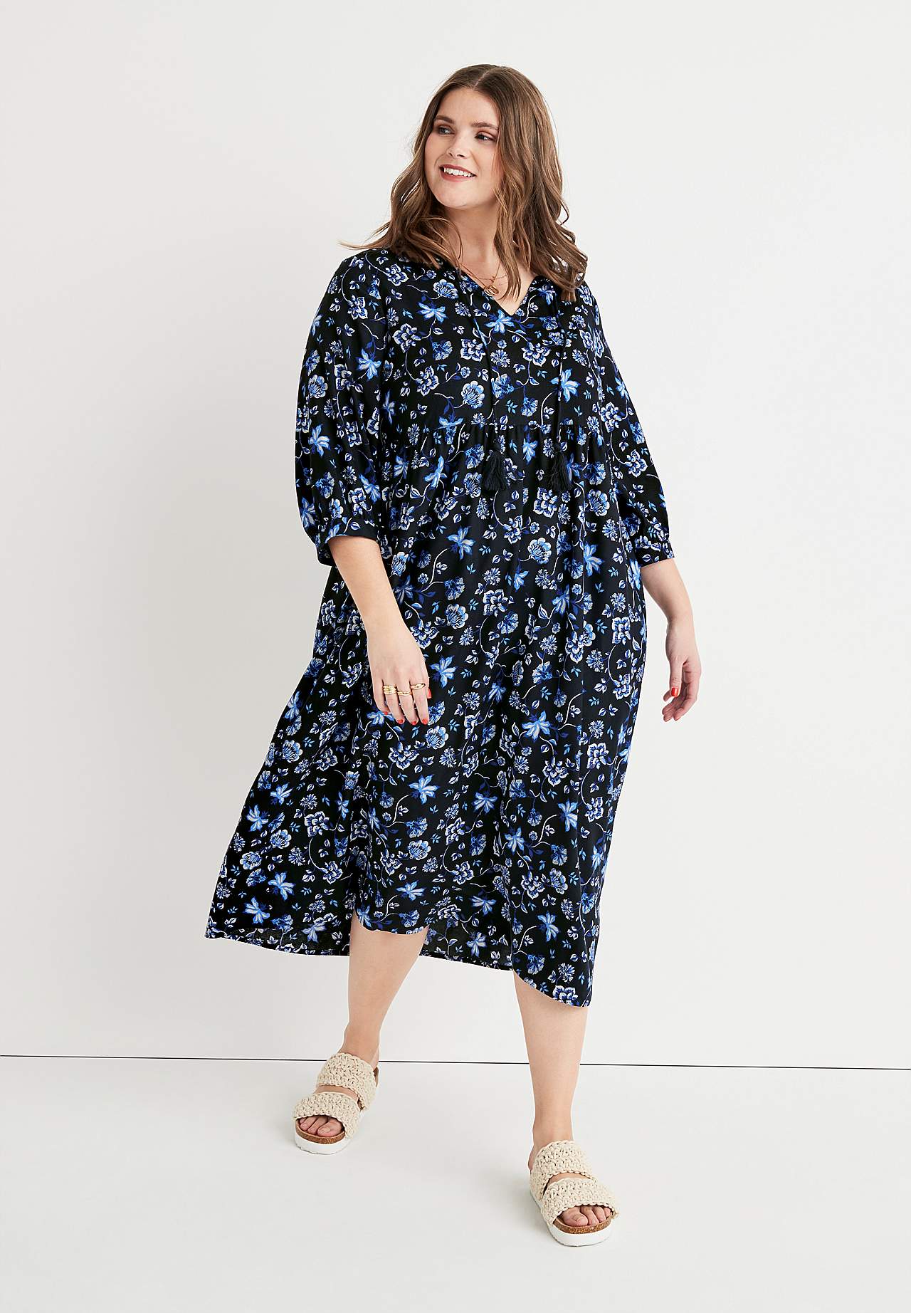 Patroonvormige viscose jurk