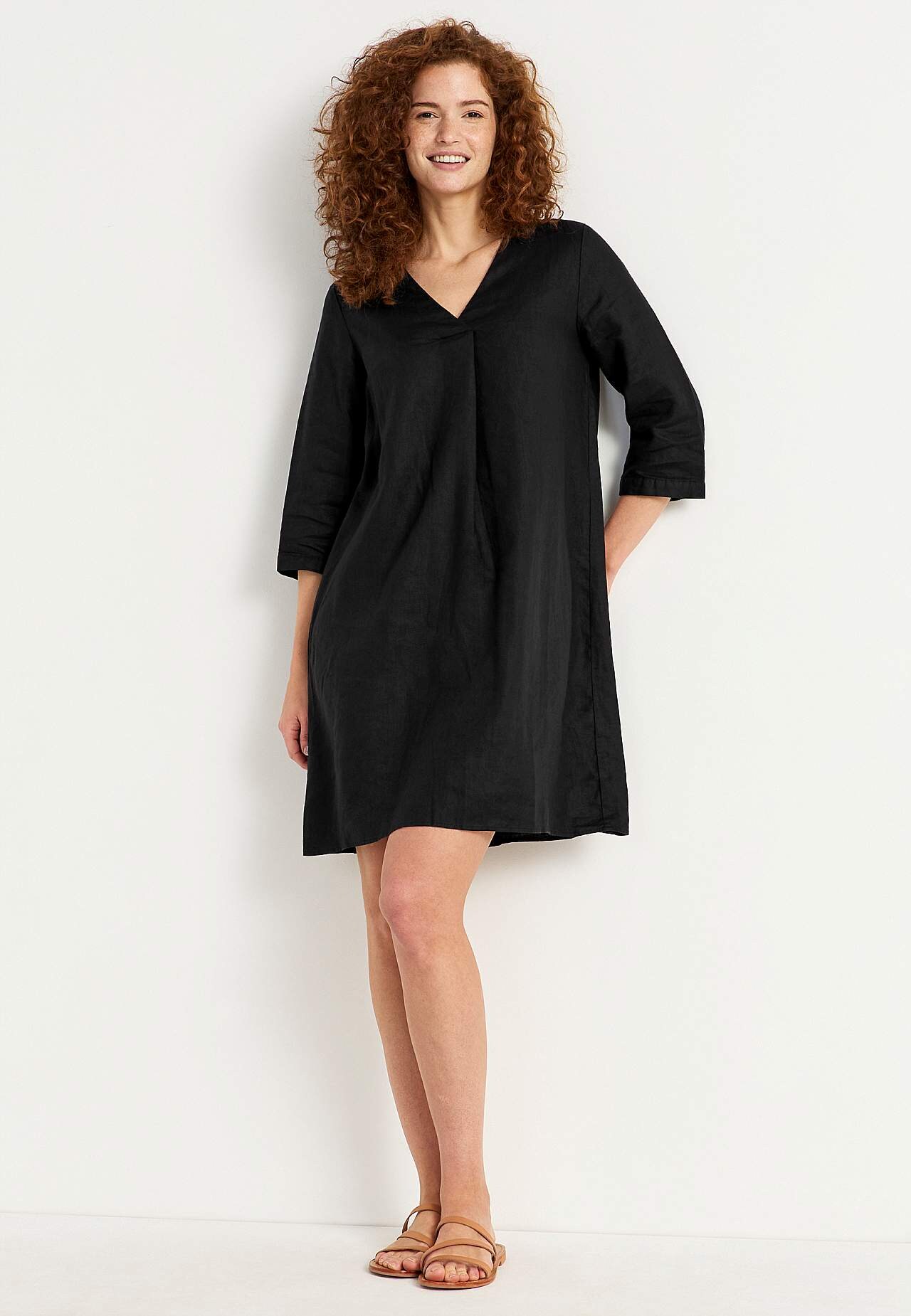 Linnen Premium jurk met v-halslijn Joanne