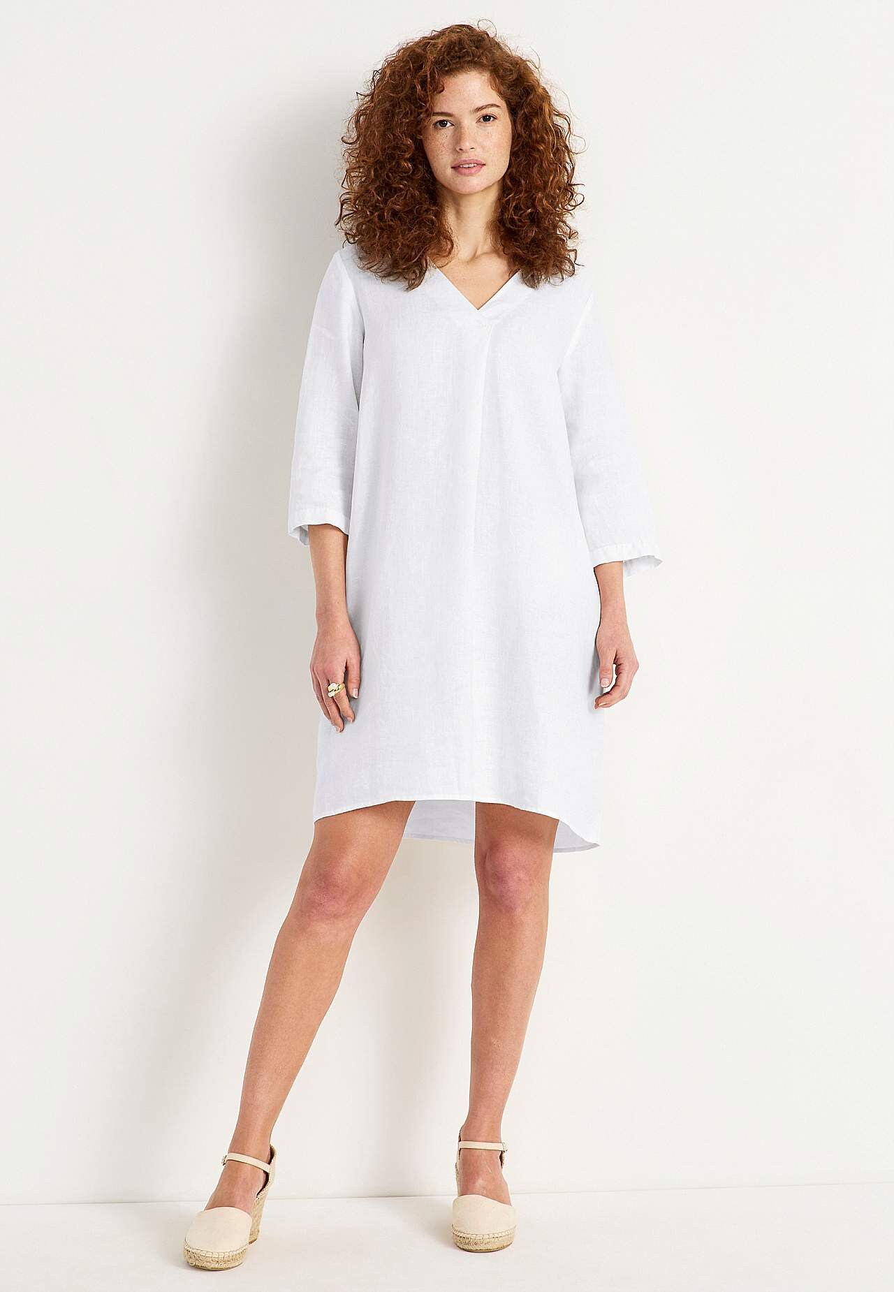 Linnen Premium jurk met v-halslijn Joanne