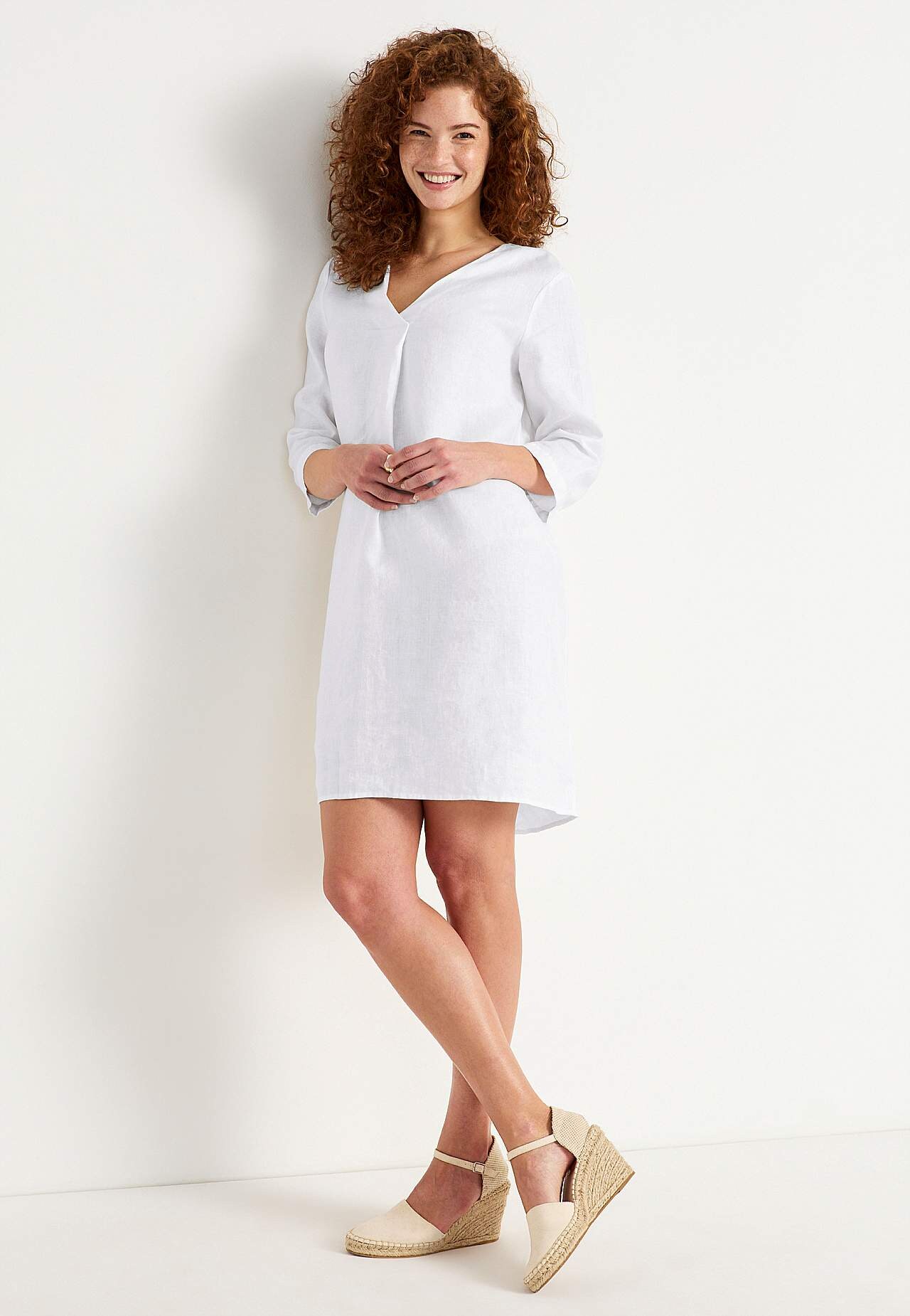 Linnen Premium jurk met v-halslijn Joanne