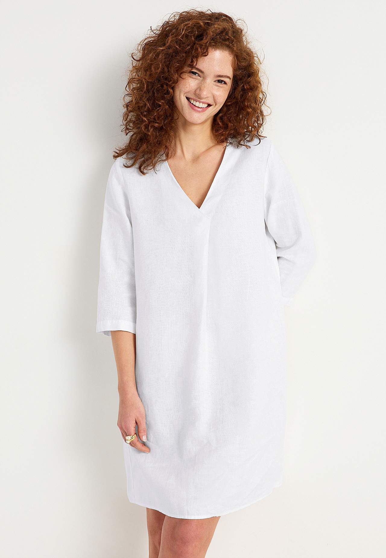 Linnen Premium jurk met v-halslijn Joanne