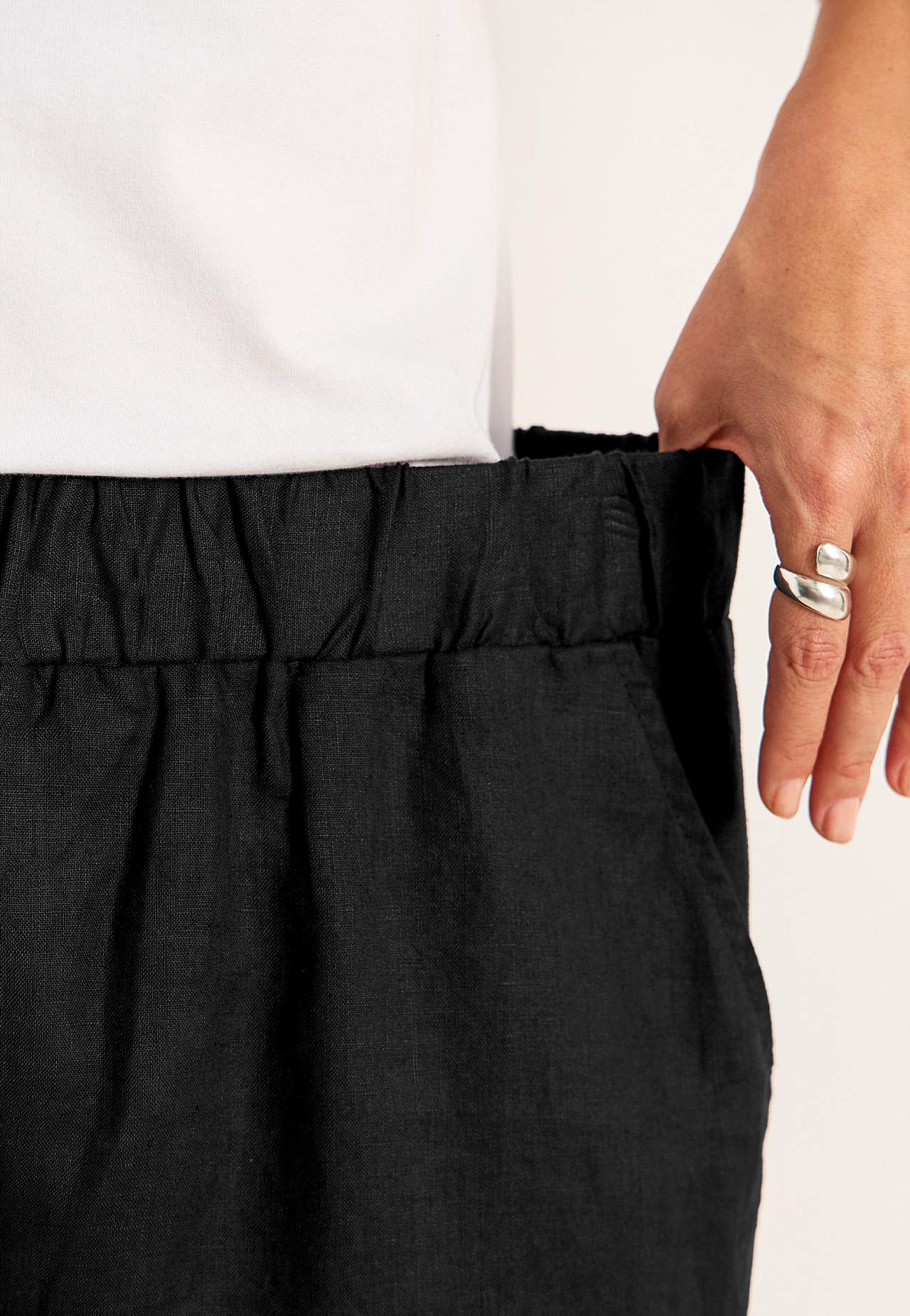 Linnen Premium shorts met elastiek aan de taille