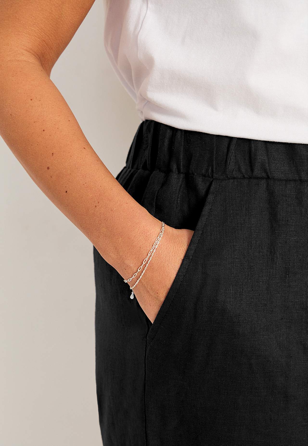 Linnen Premium shorts met elastiek aan de taille
