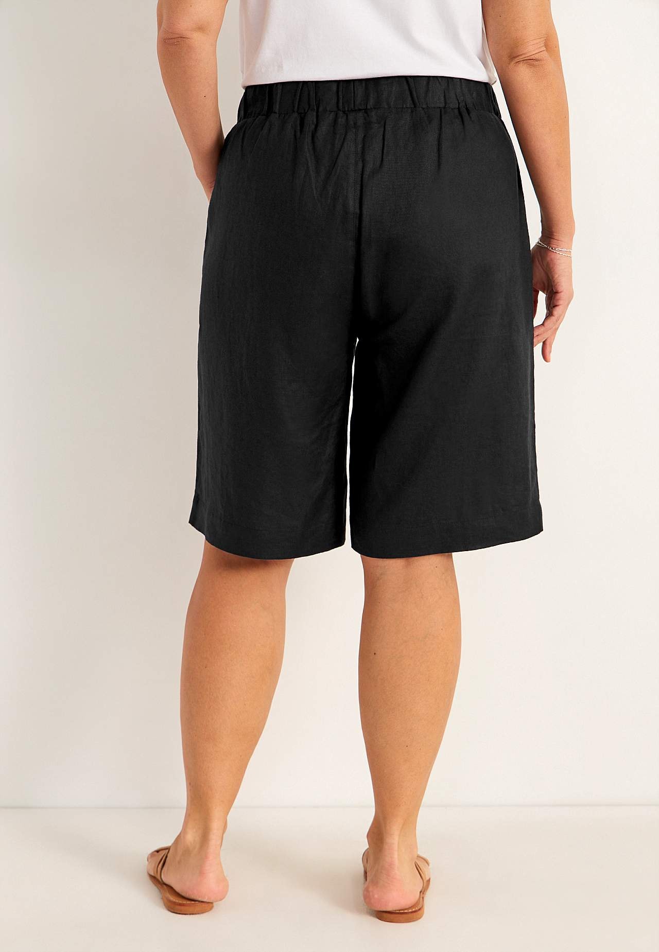 Linnen Premium shorts met elastiek aan de taille