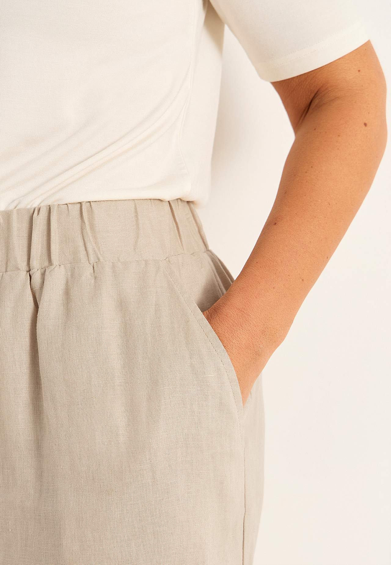 Linnen Premium shorts met elastiek aan de taille