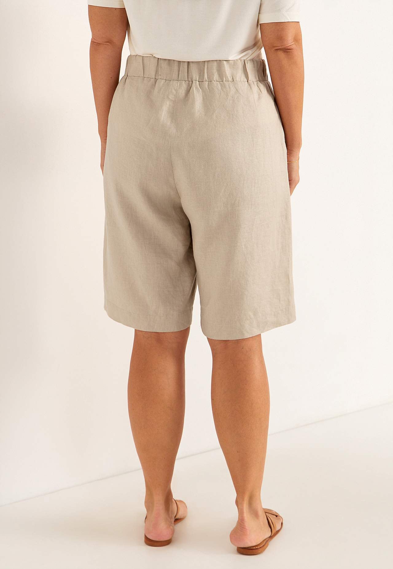 Linnen Premium shorts met elastiek aan de taille