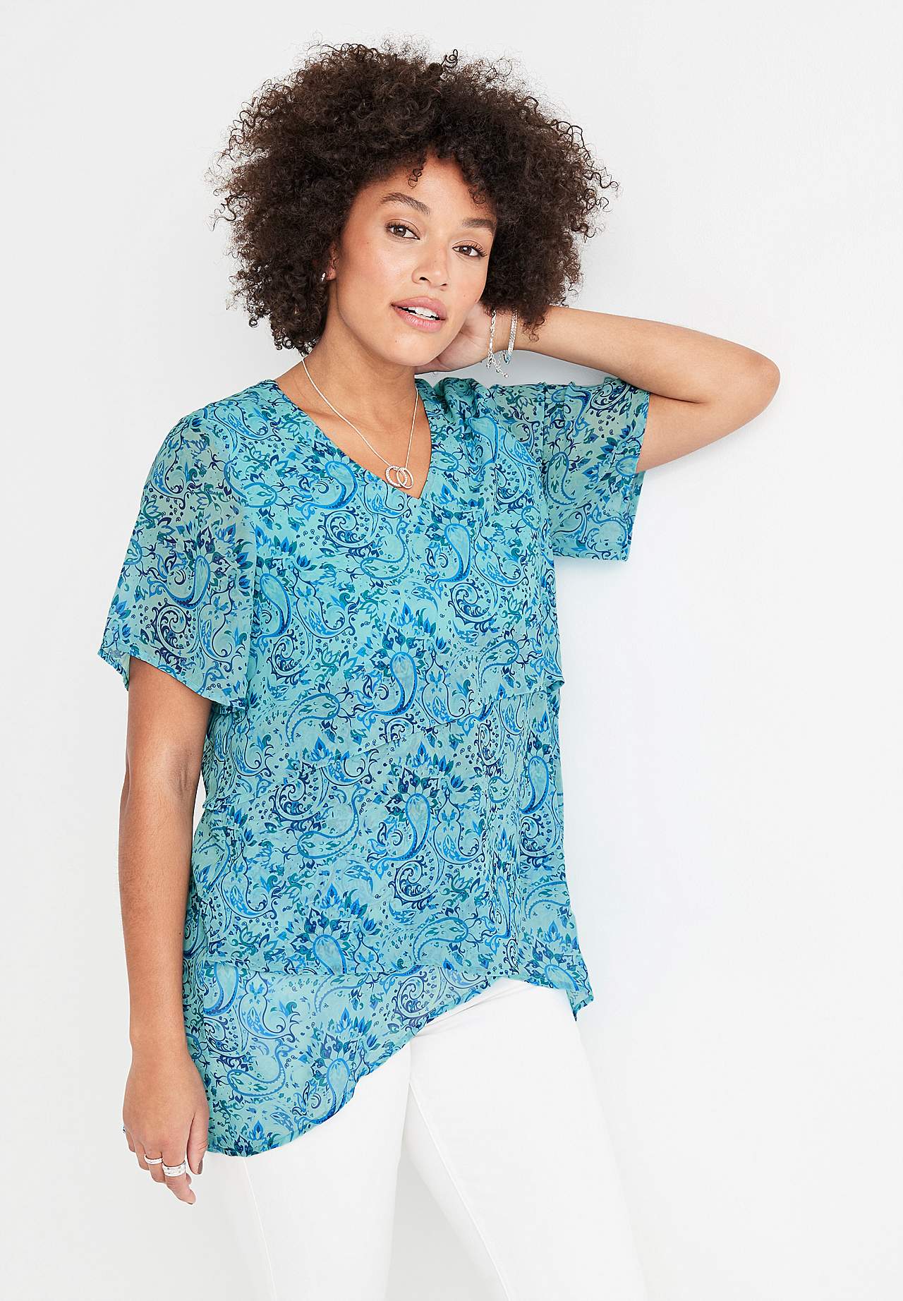 Chiffon tuniek met een paisleypatroon