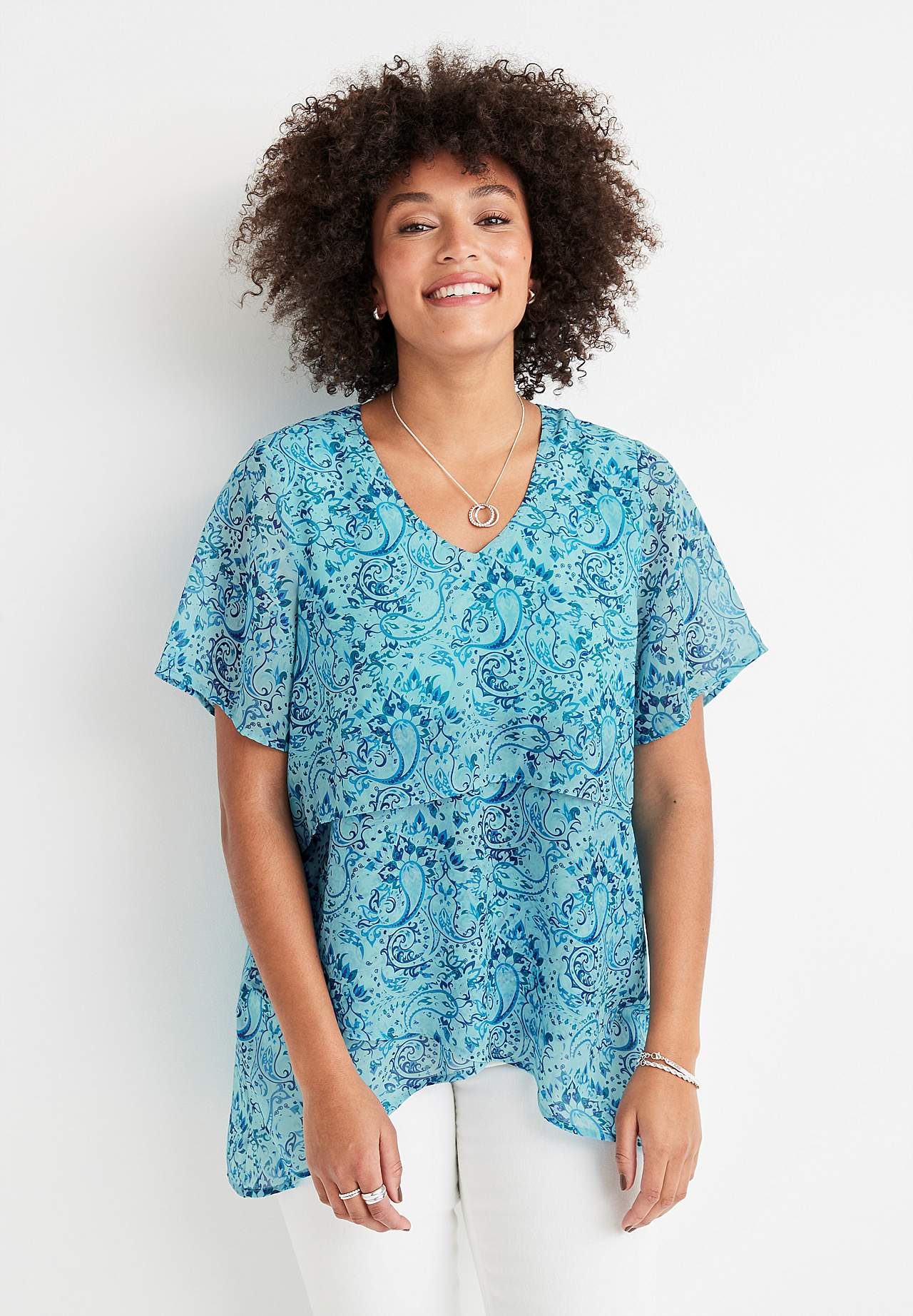 Chiffon tuniek met een paisleypatroon