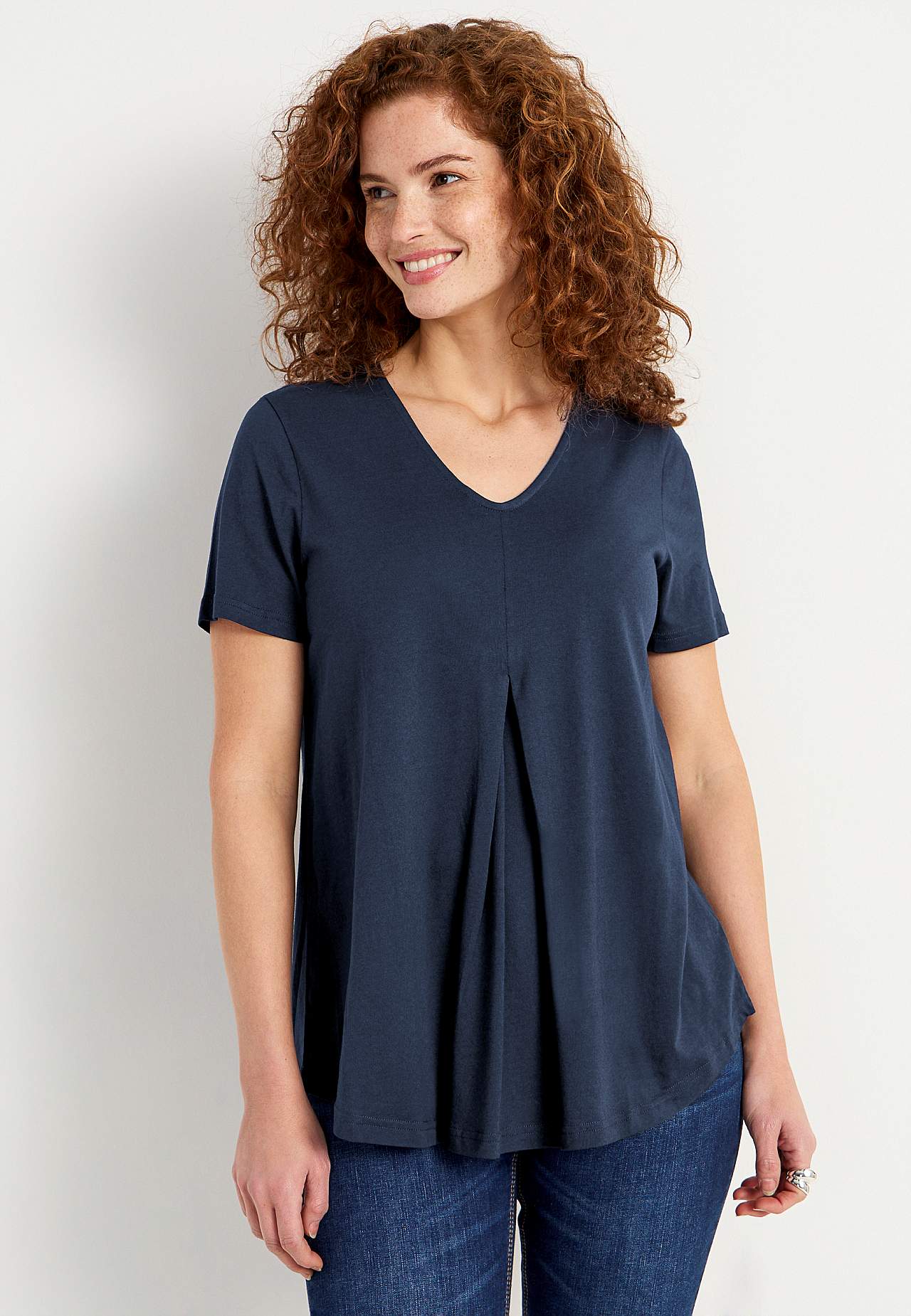 Jersey-topje met een v-hals