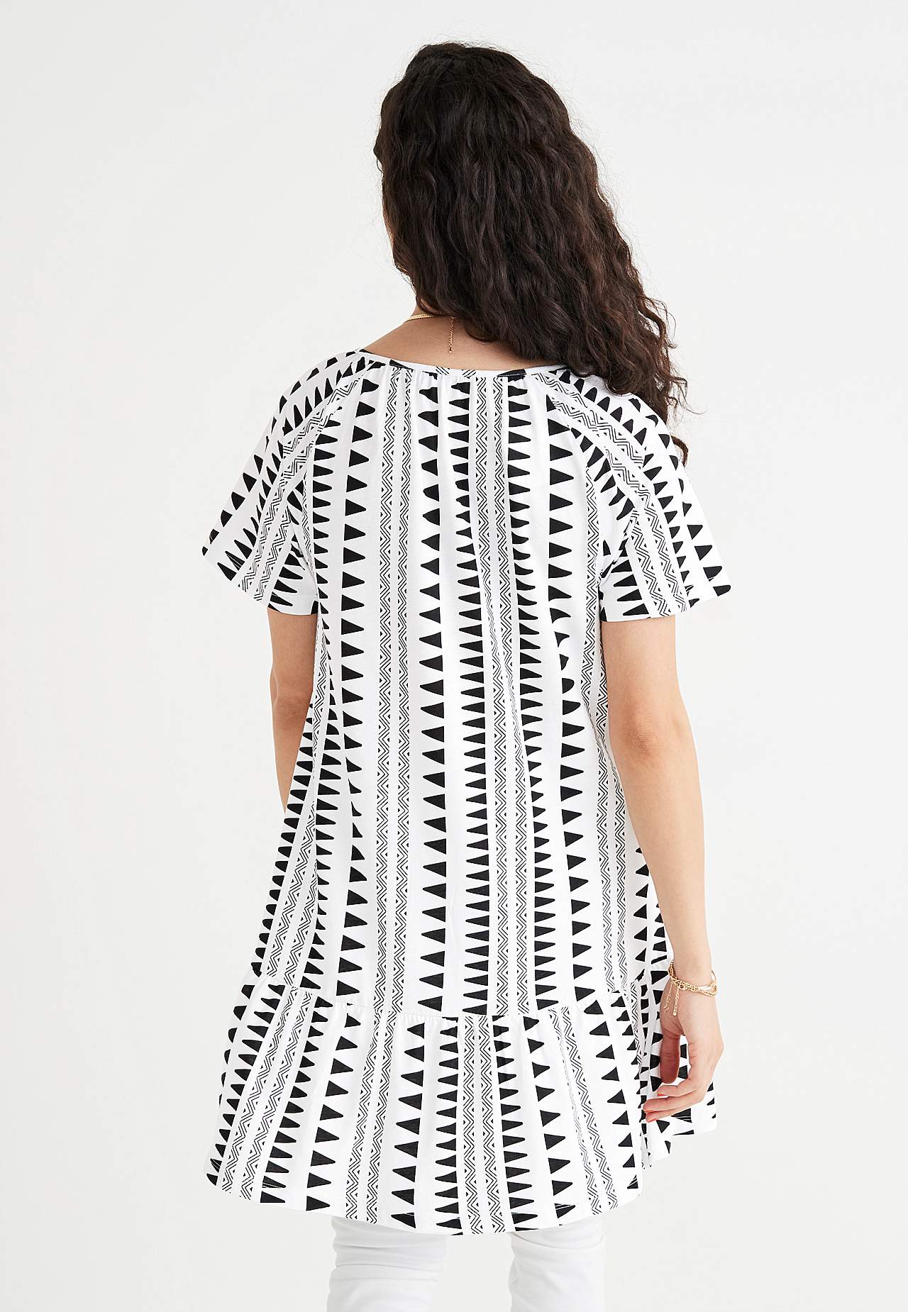 Tuniek met ruche aan de onderkant