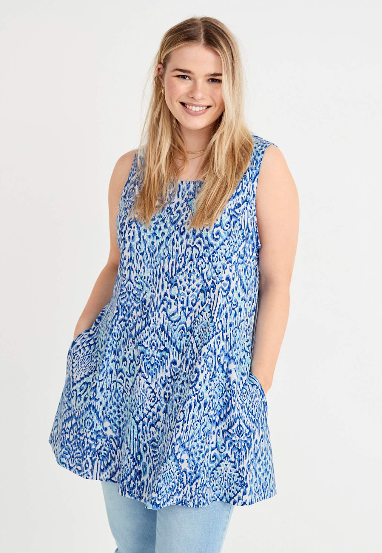 Mouwloze tuniek met zakken