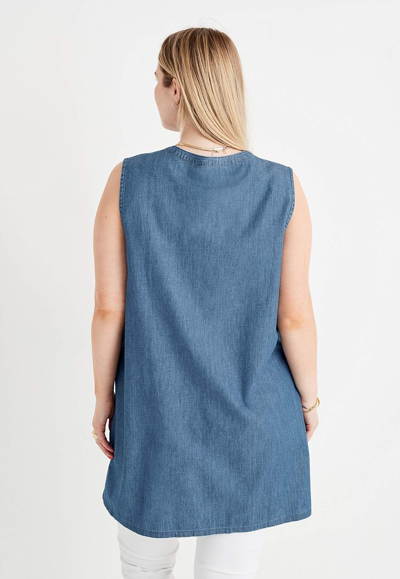 Mouwloze denim tuniek