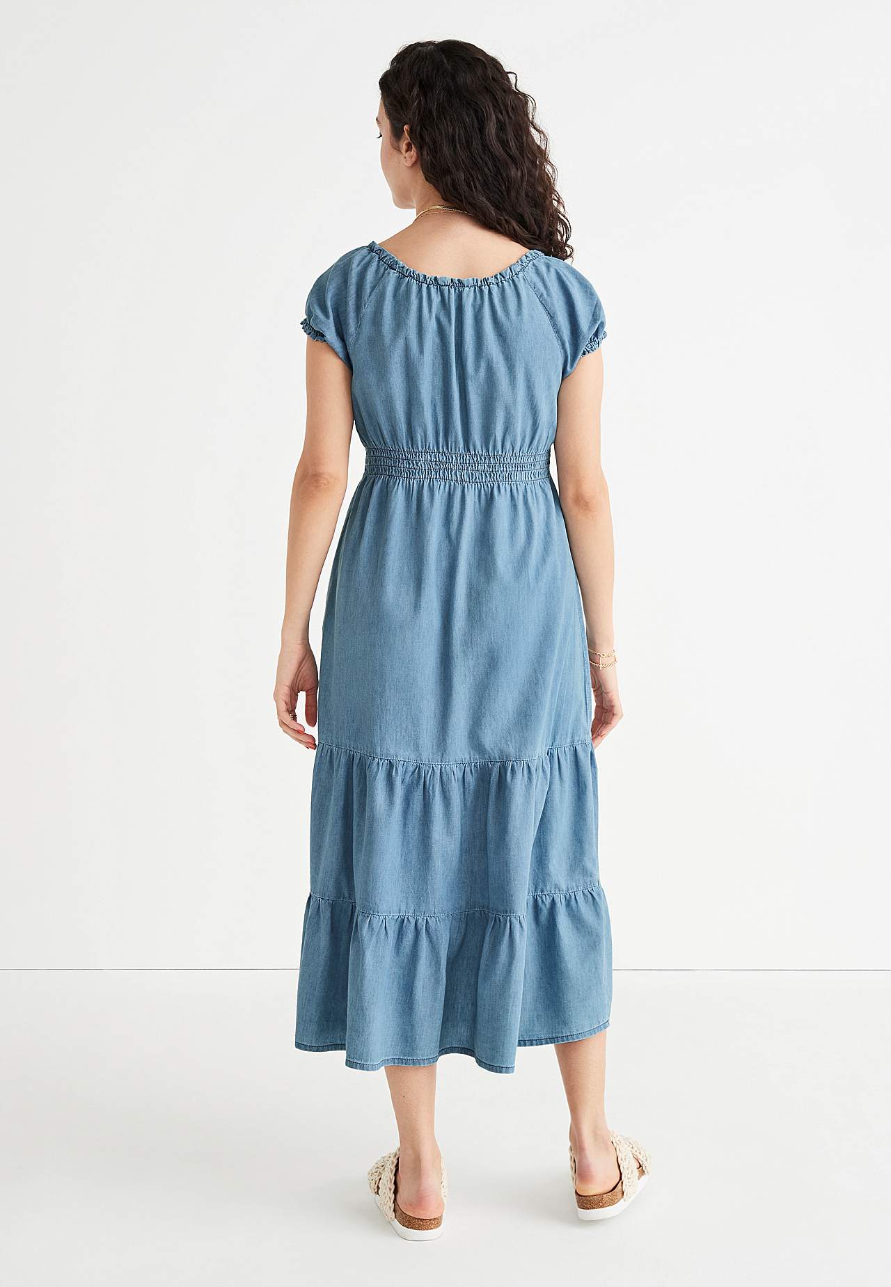 Denim jurk met volanten
