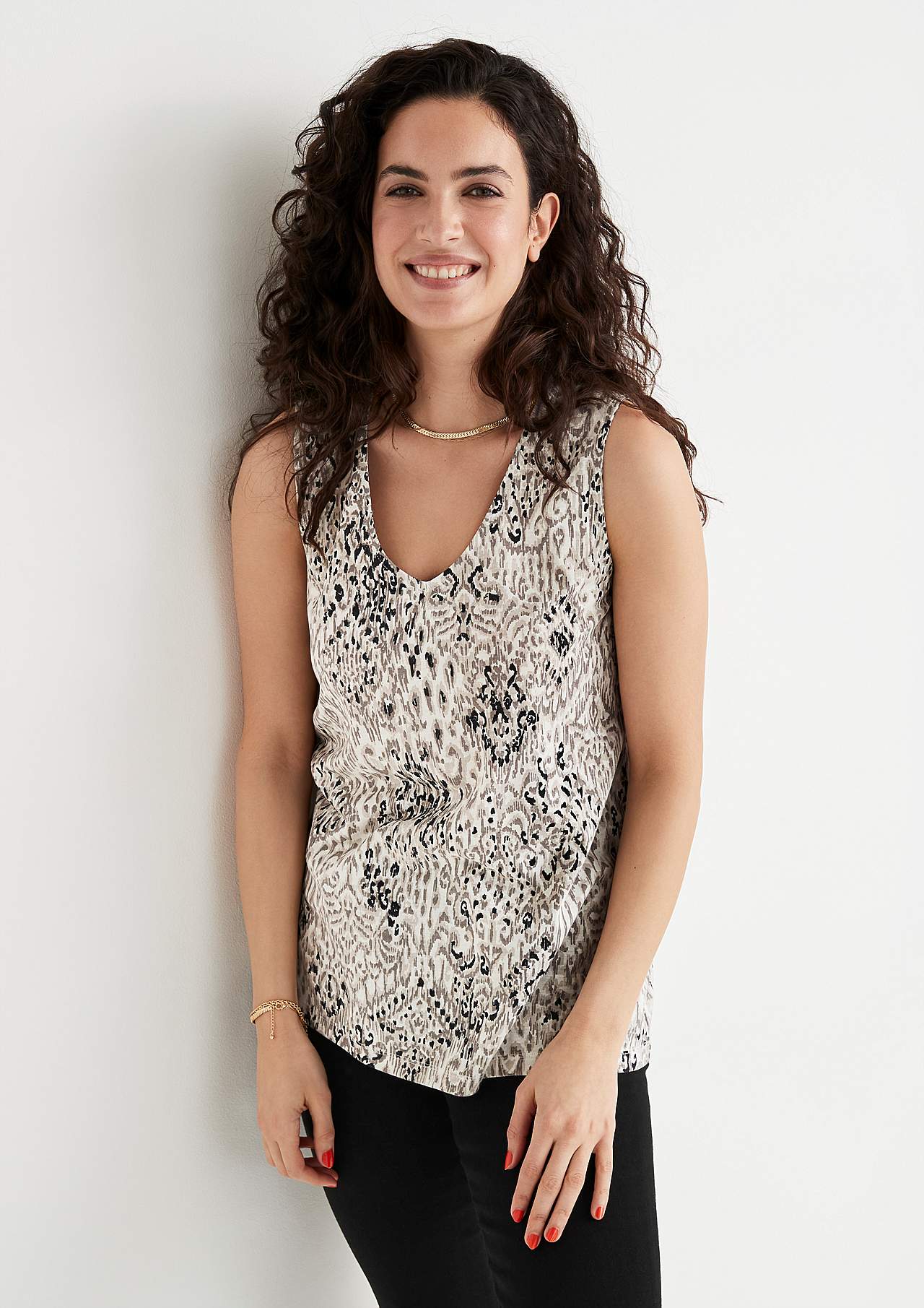 Mouwloze jersey-topjes met twee aparte lengtes Set van 2
