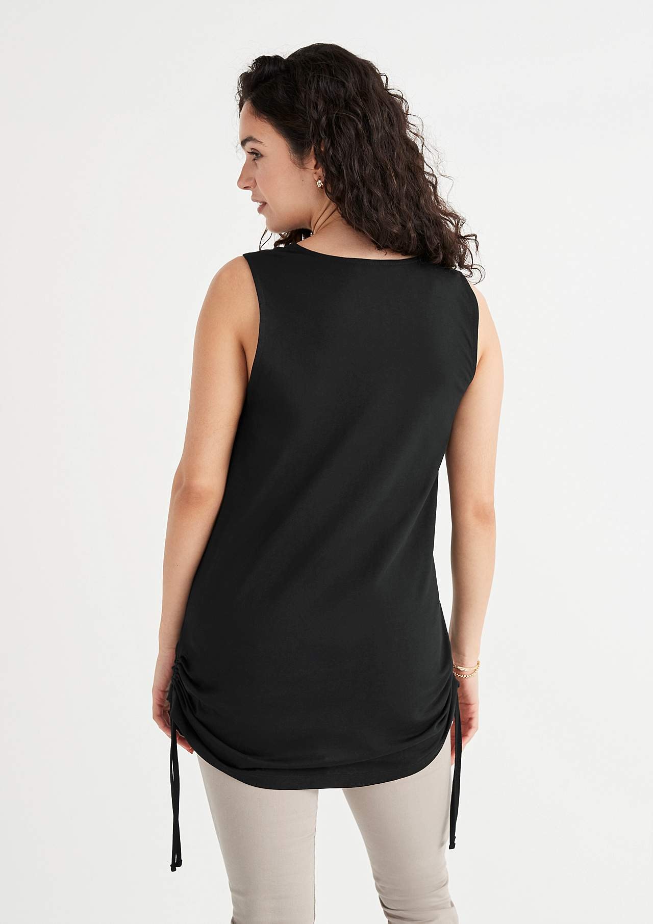 Mouwloze jersey-topjes met twee aparte lengtes Set van 2