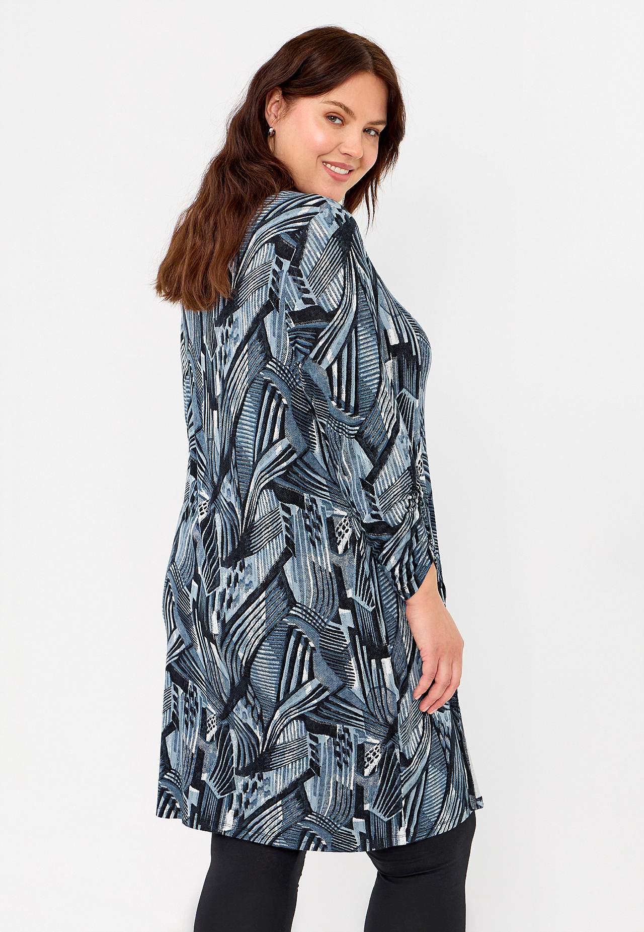 Lange jersey tuniek met hoge split