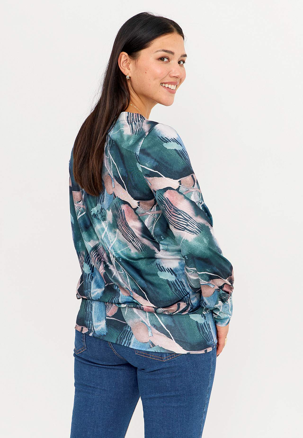 Met patroon jersey-topje met knoopdecoratie