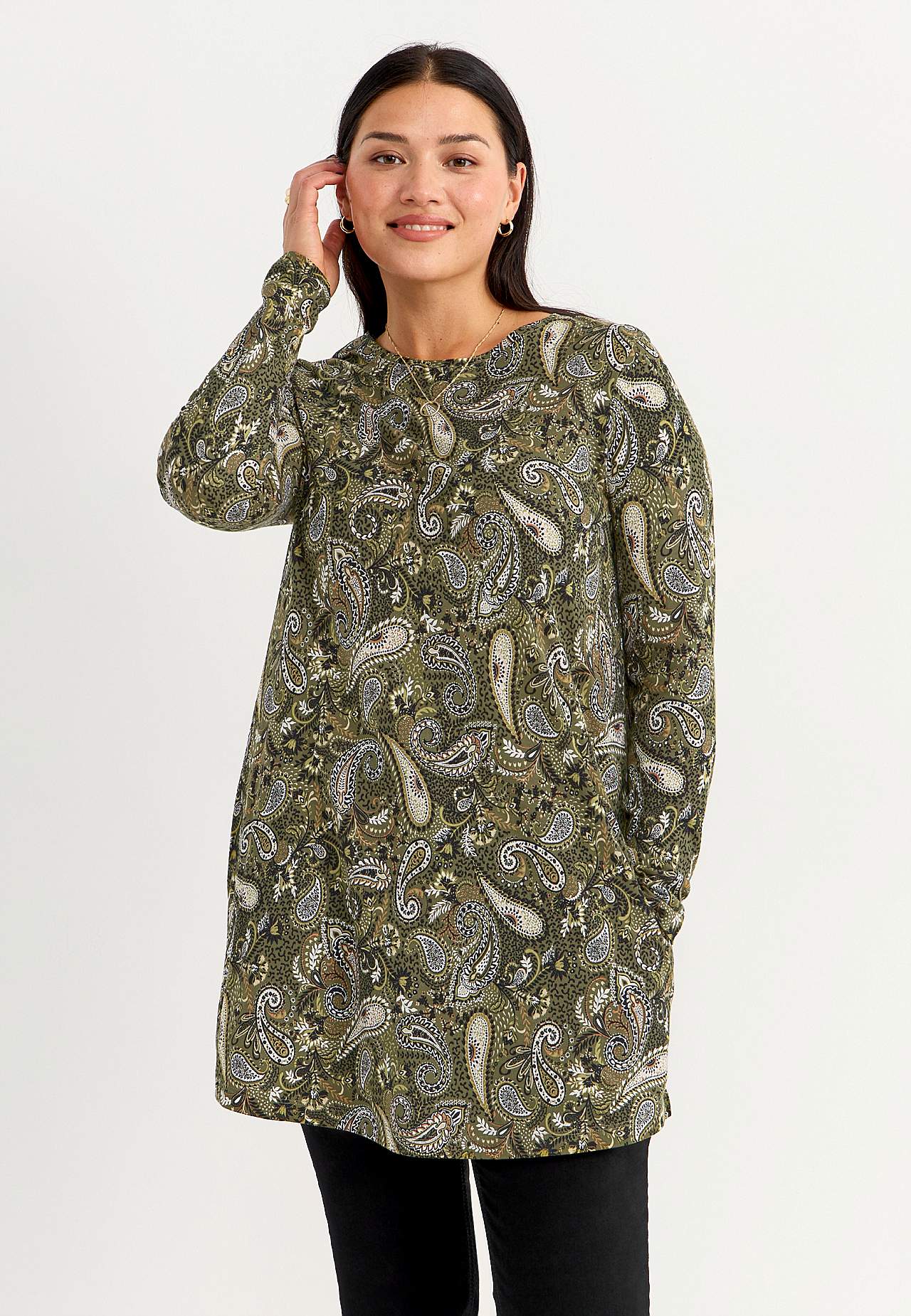 Patroonvormige jersey tuniek met lange mouwen Amira