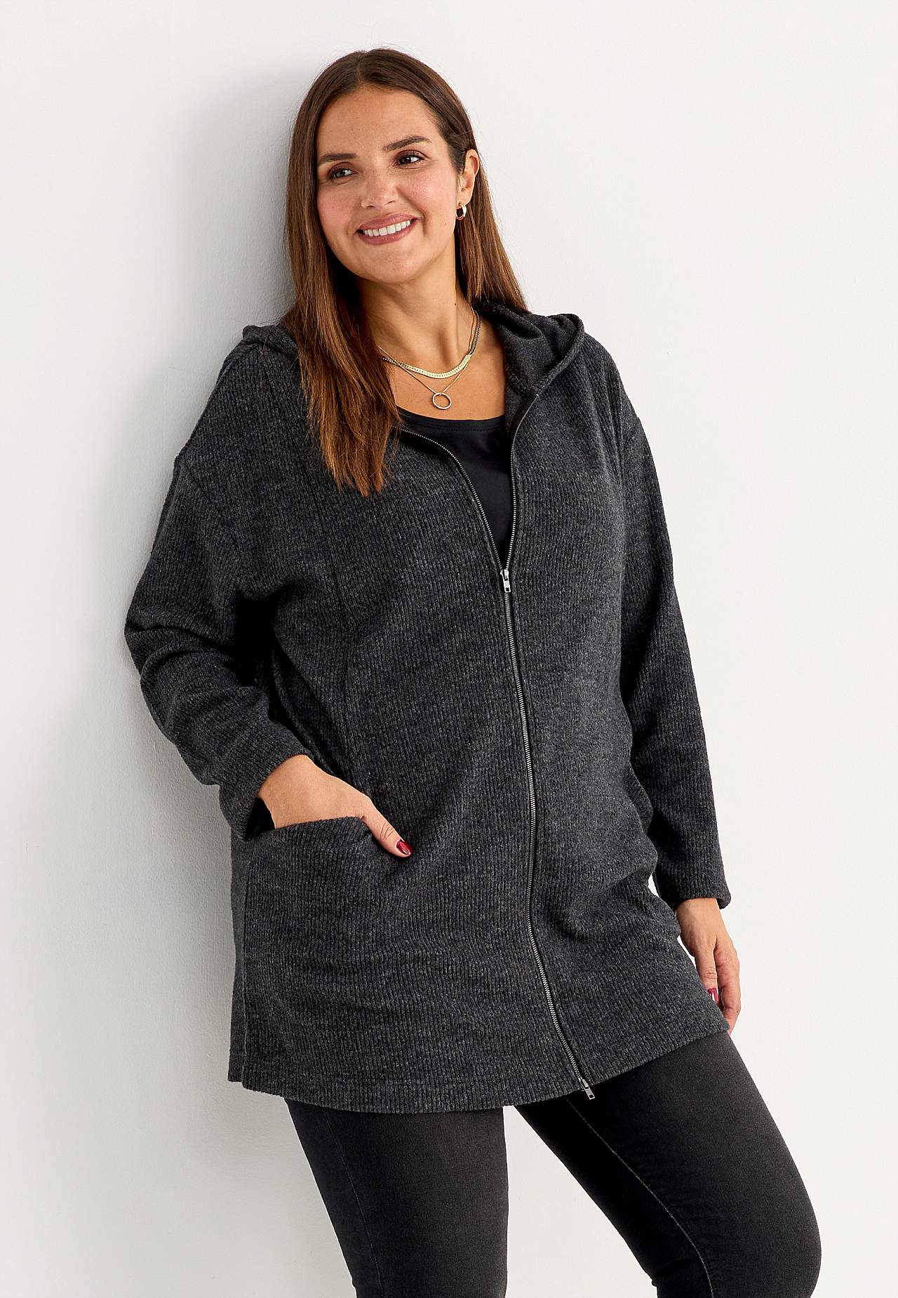 Super zachte lange cardigan met zakken