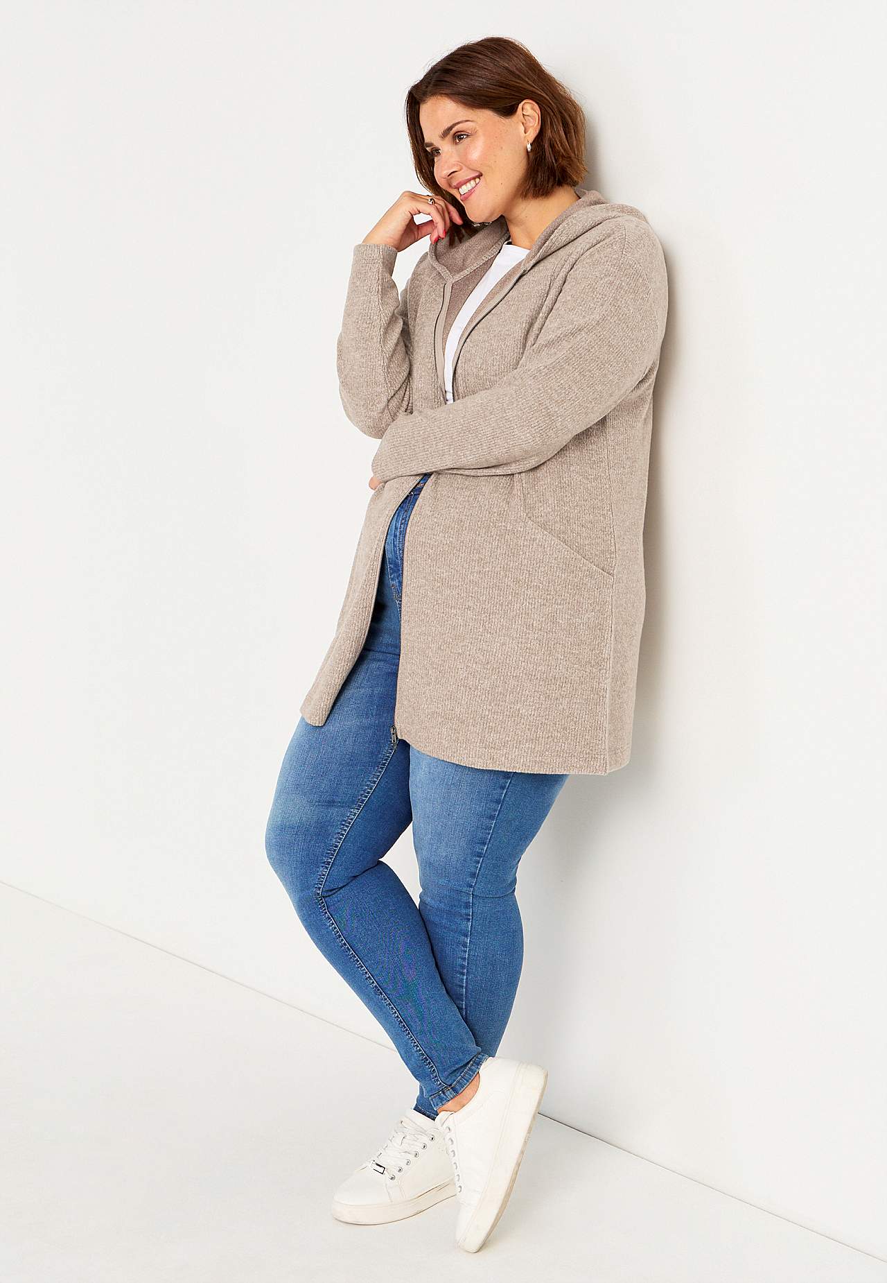 Super zachte lange cardigan met zakken