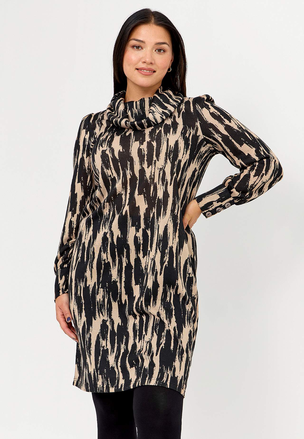 Knielange jerseyjurk met patroon