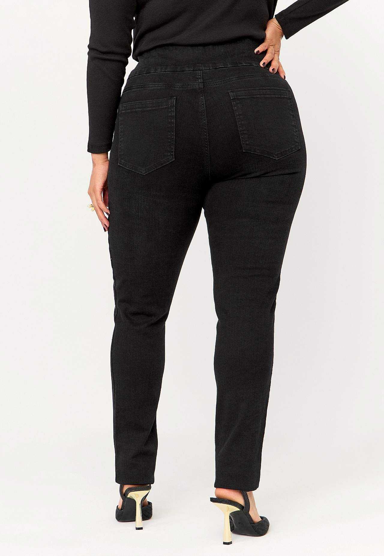 Elastische jegging met bergkristal details
