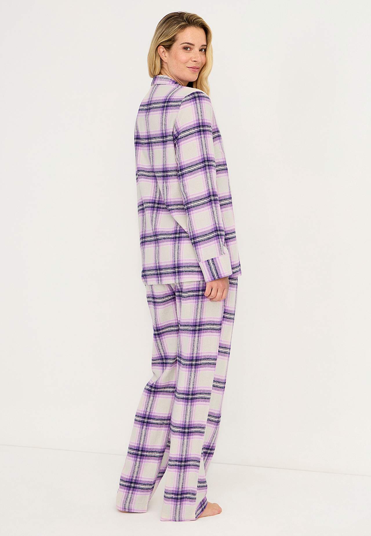 Geruite pyjama van flanel