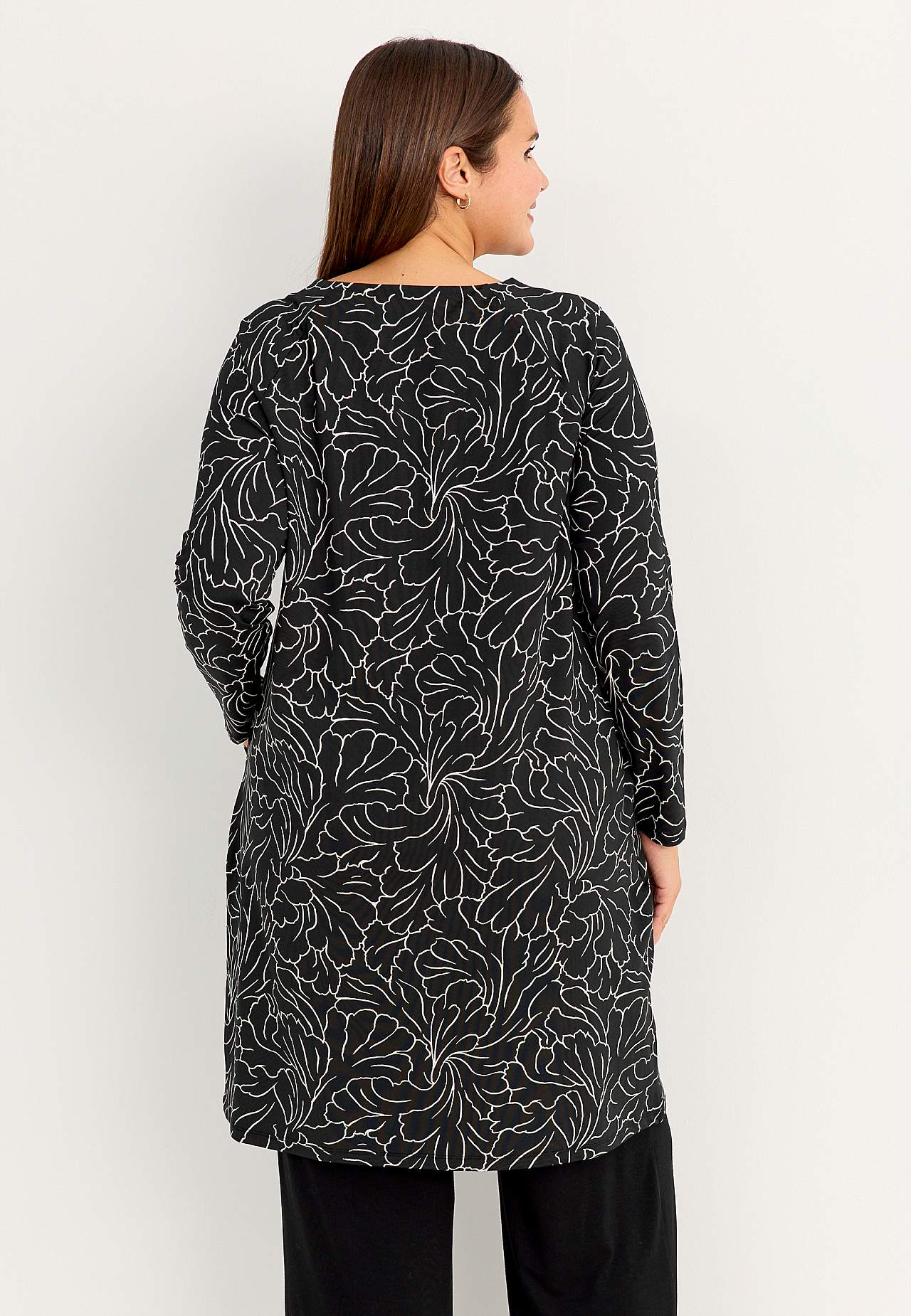 Patroonvormige jerseyjurk met zakken