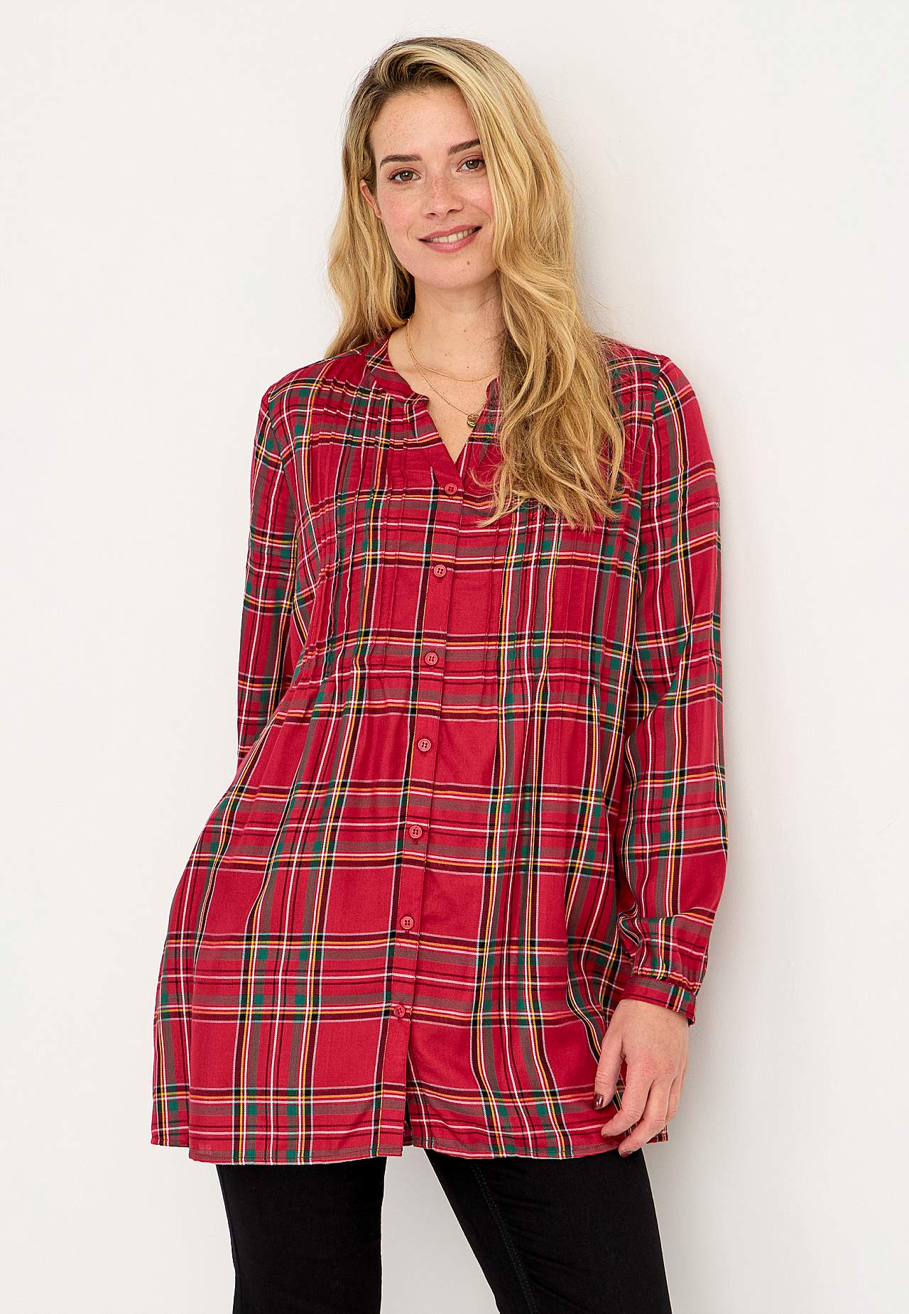 Lange tuniek met decoratieve plooien