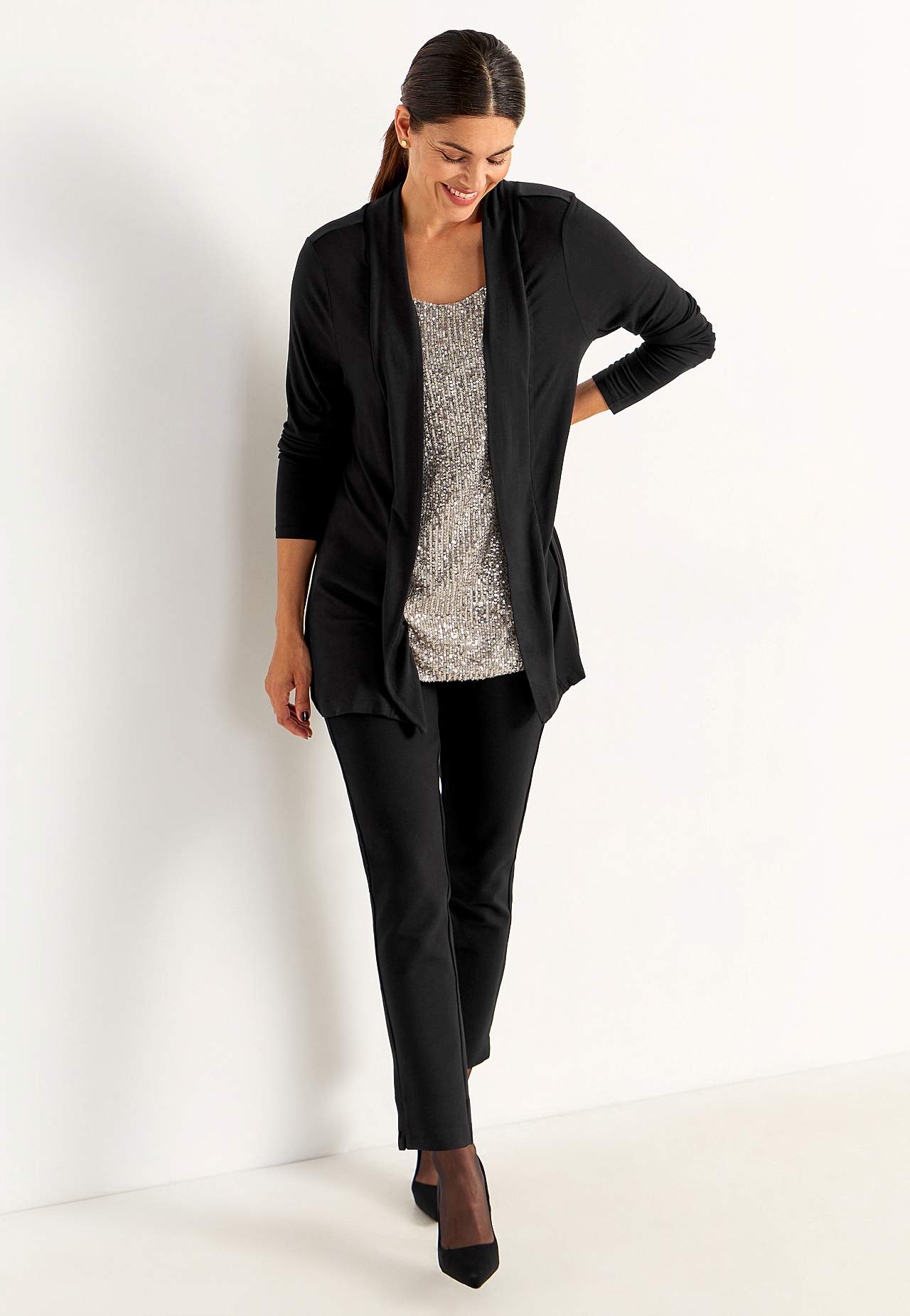 2-in-1-top met lange mouwen met pailletten