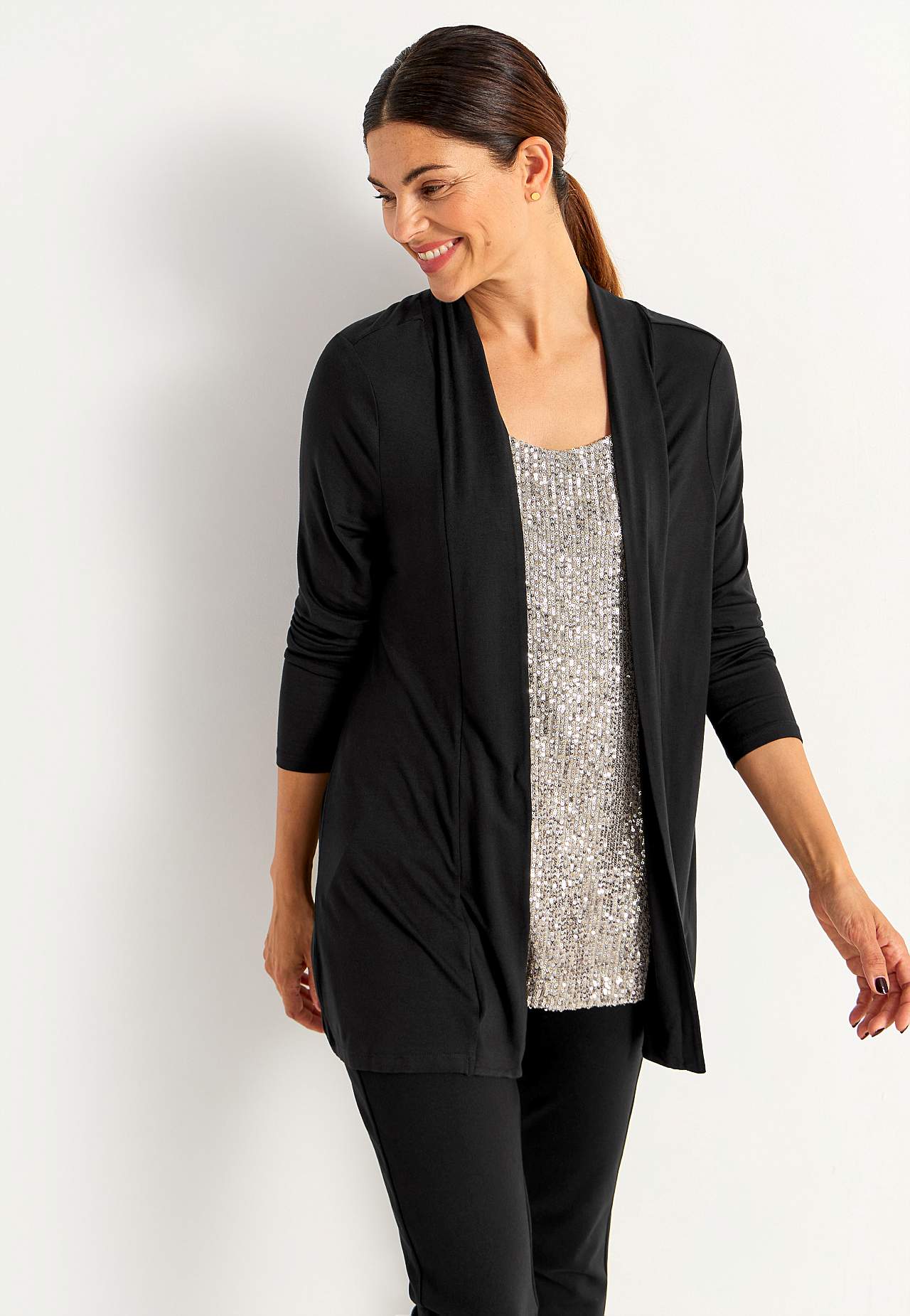 2-in-1-top met lange mouwen met pailletten