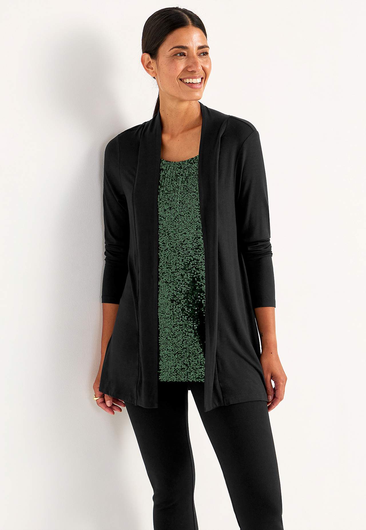 2-in-1-top met lange mouwen met pailletten