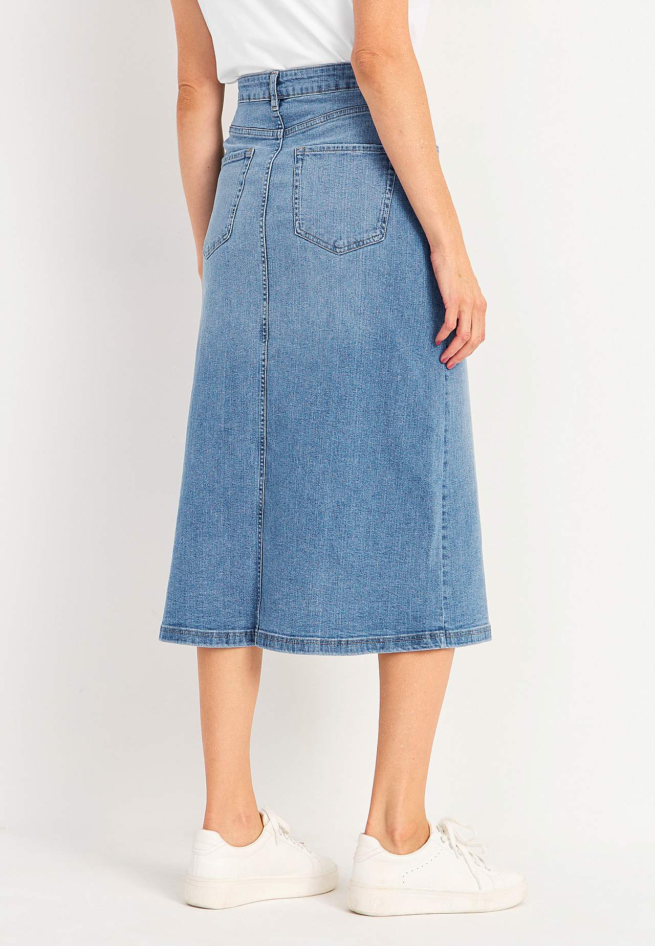 Denim rok met spleet aan de voorkant